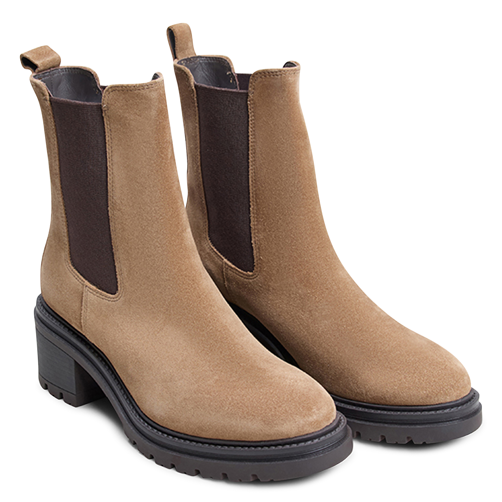 Boots chelsea à semelles crantées en daim astros JONAK Beige