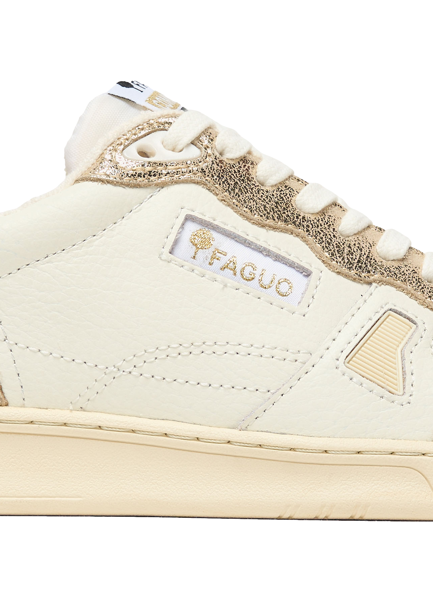Shiny mixed leather sneakers FAGUO Beige