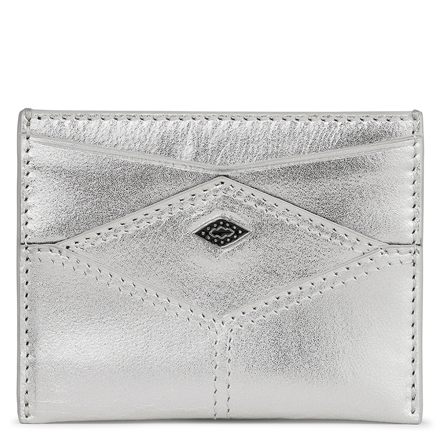 Porte-cartes uni en cuir BA&SH Argent