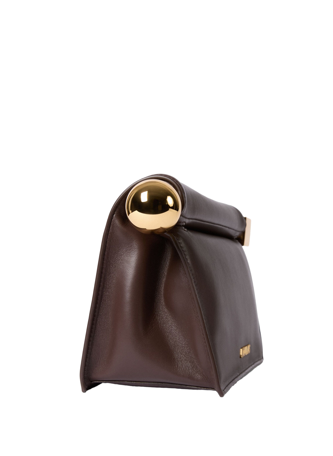 La pochette Rond Carré en cuir d'agneau JACQUEMUS Brown