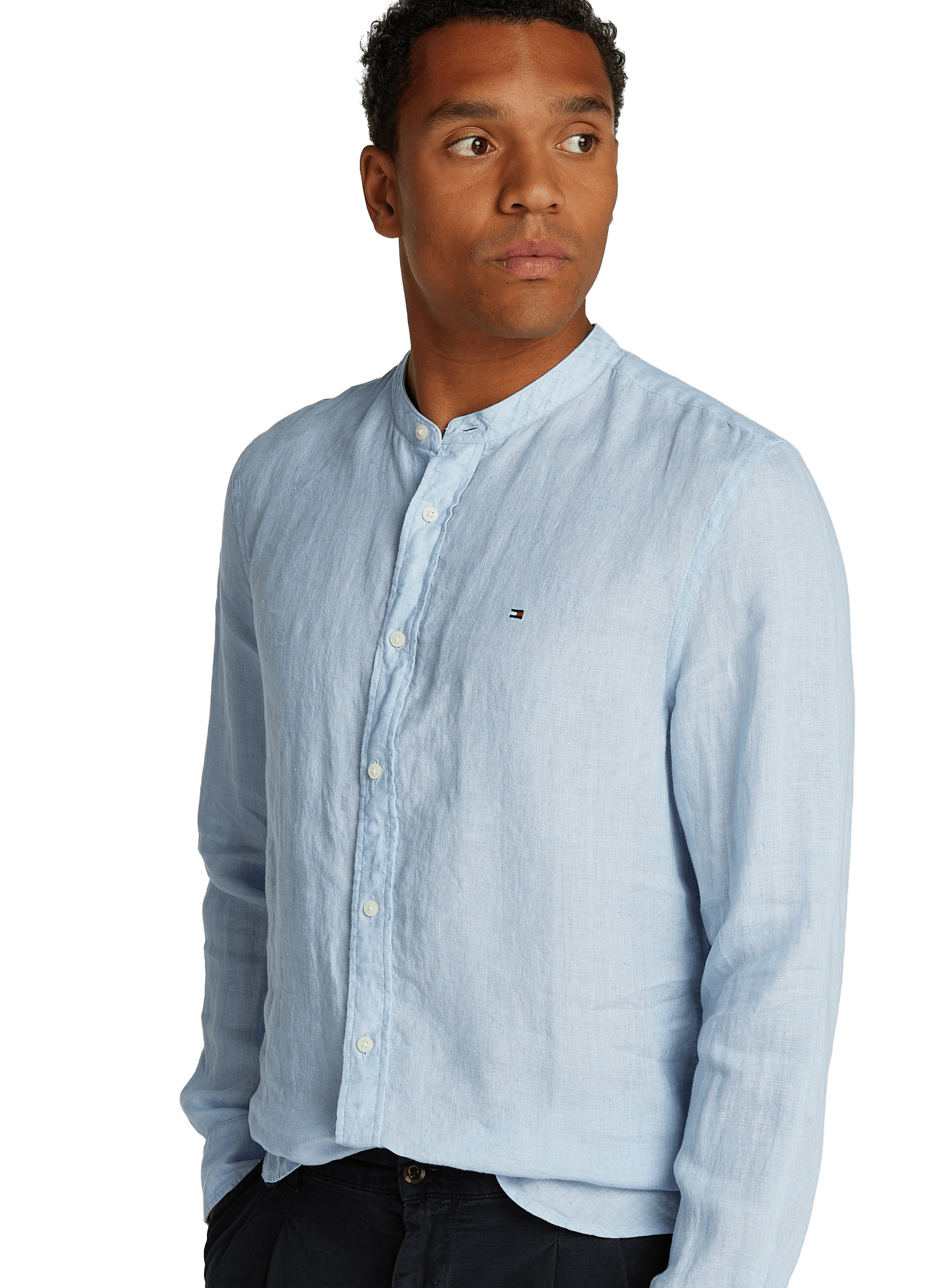 Chemise en lin à col mao TOMMY HILFIGER Bleu