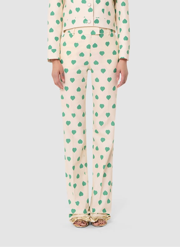 Pantalon droit cœurs - poupee Vert by TARA JARMON TARA JARMON Pantalon droit cœurs - poupee Vert