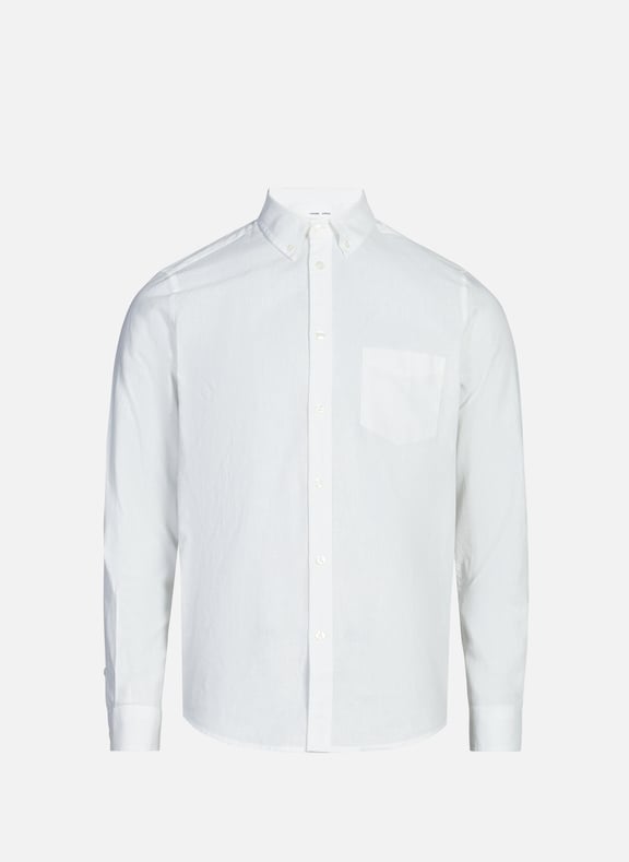 Chemise droite en coton et lin Blanc by SAMSOE SAMSOE SAMSOE SAMSOE Chemise droite en coton et lin Blanc