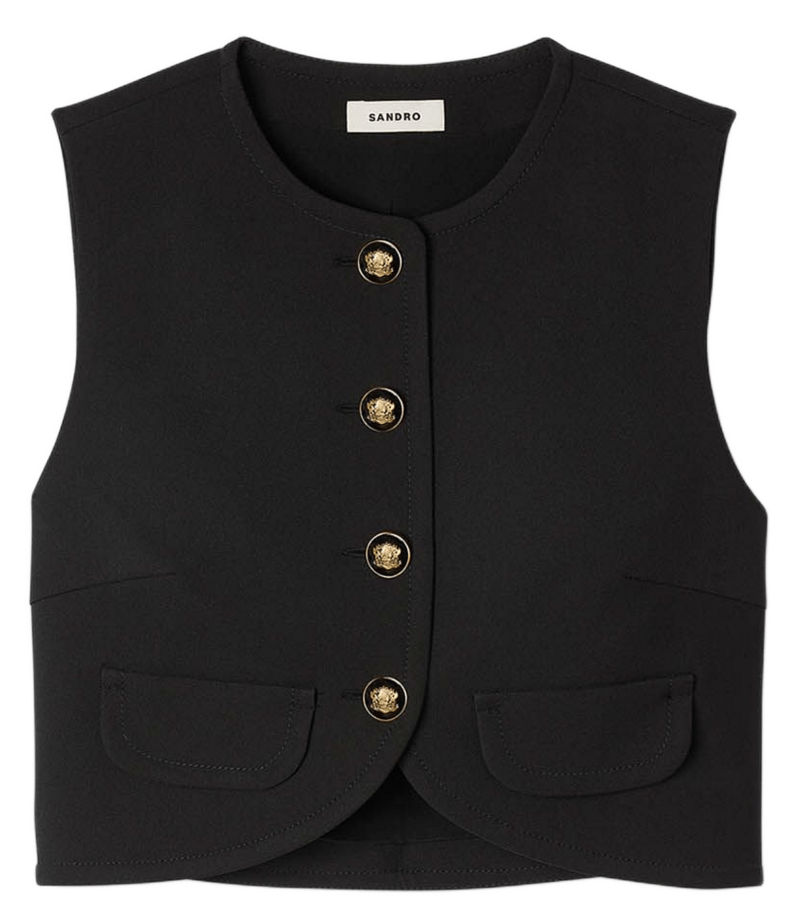 Top court boutonné sans manches SANDRO Noir