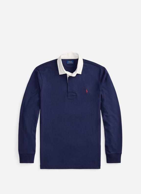 Long-sleeved cotton polo shirt Blue by POLO RALPH LAUREN POLO RALPH LAUREN Long-sleeved cotton polo shirt Blue