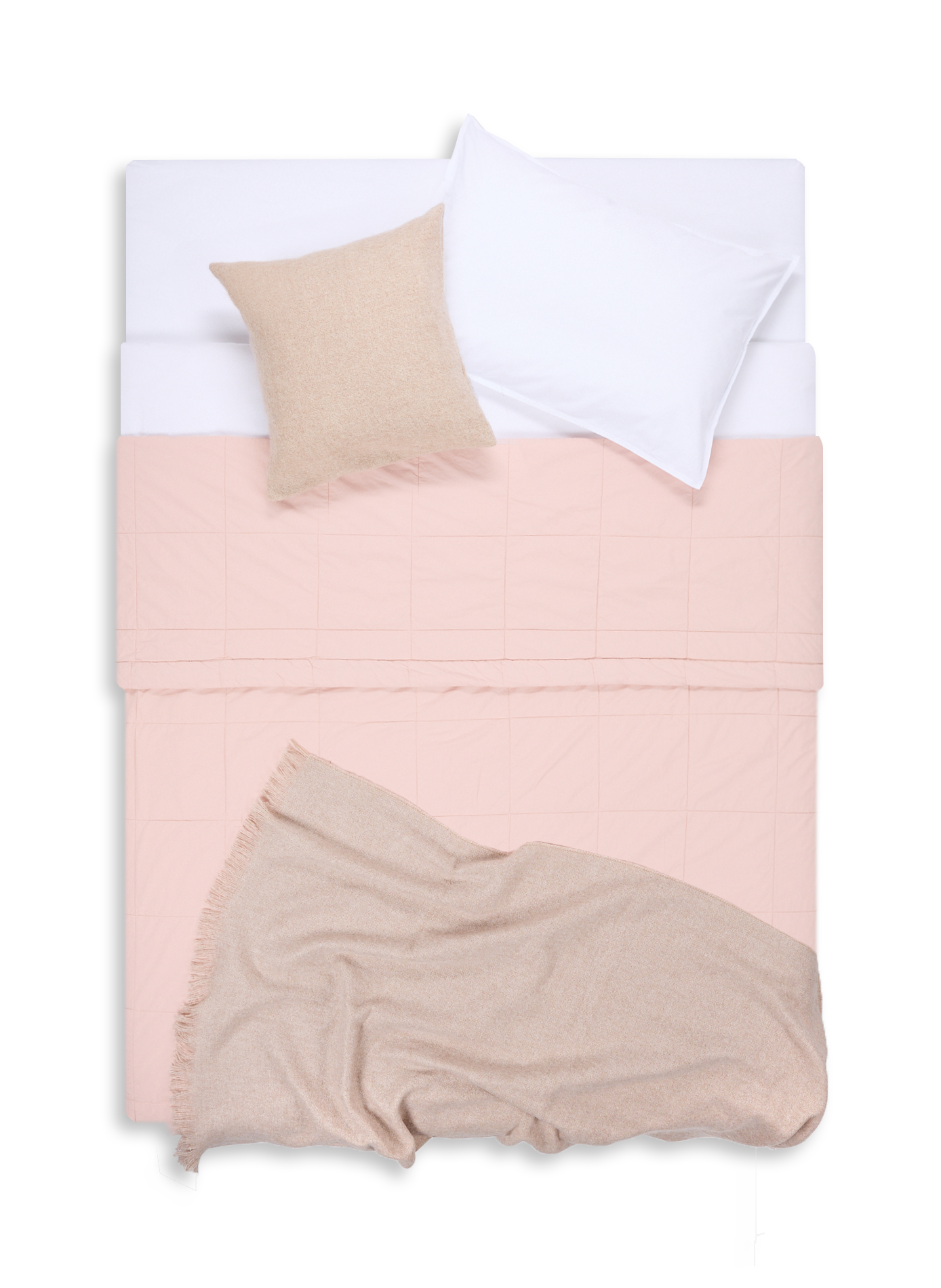 Couvre-lit à carreaux en percale de coton AU PRINTEMPS PARIS Rose