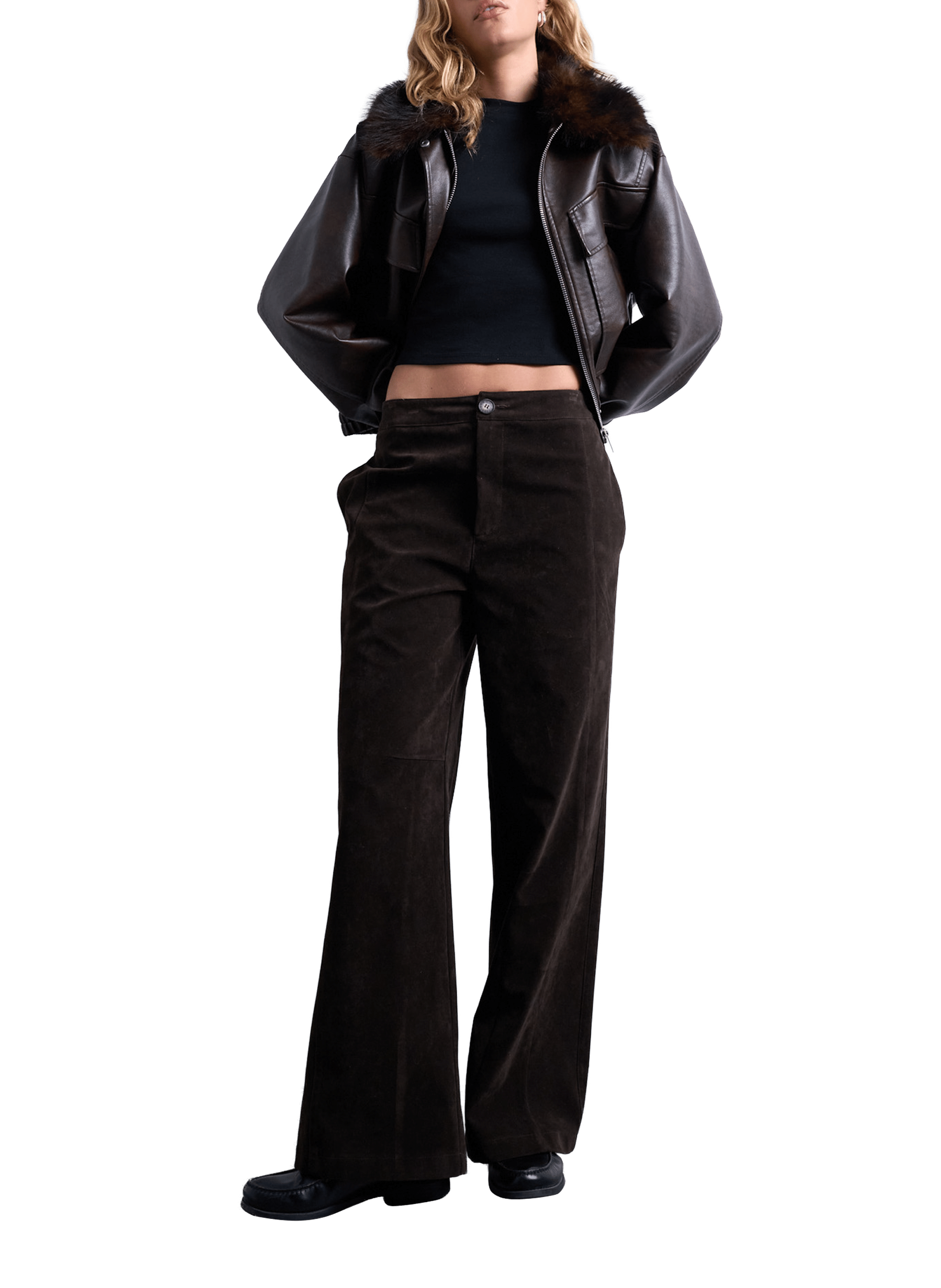 T-shirt uni à col rond TOPSHOP Noir