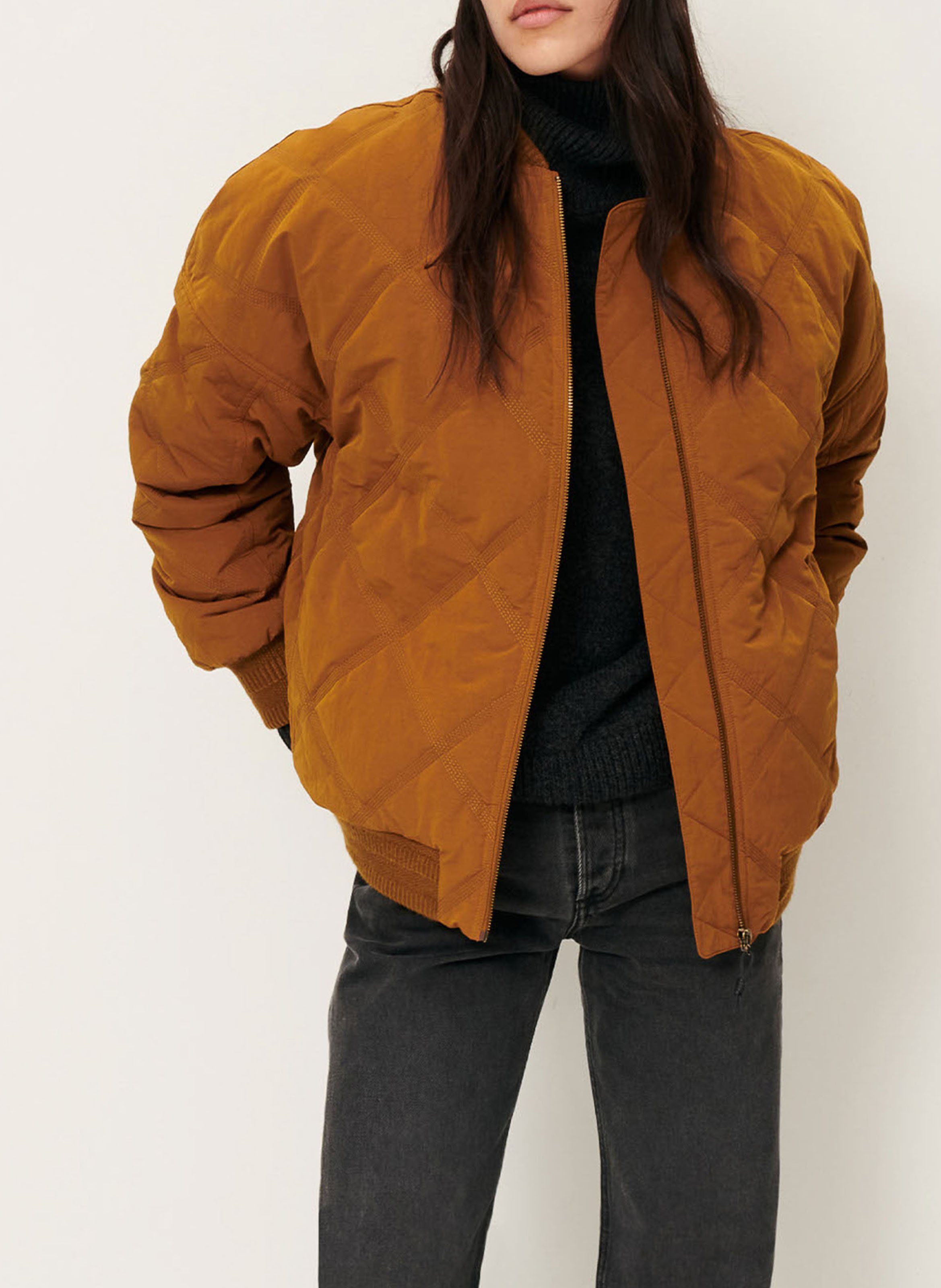 Blouson col teddy oversize matelassé coal river SESSUN Marron