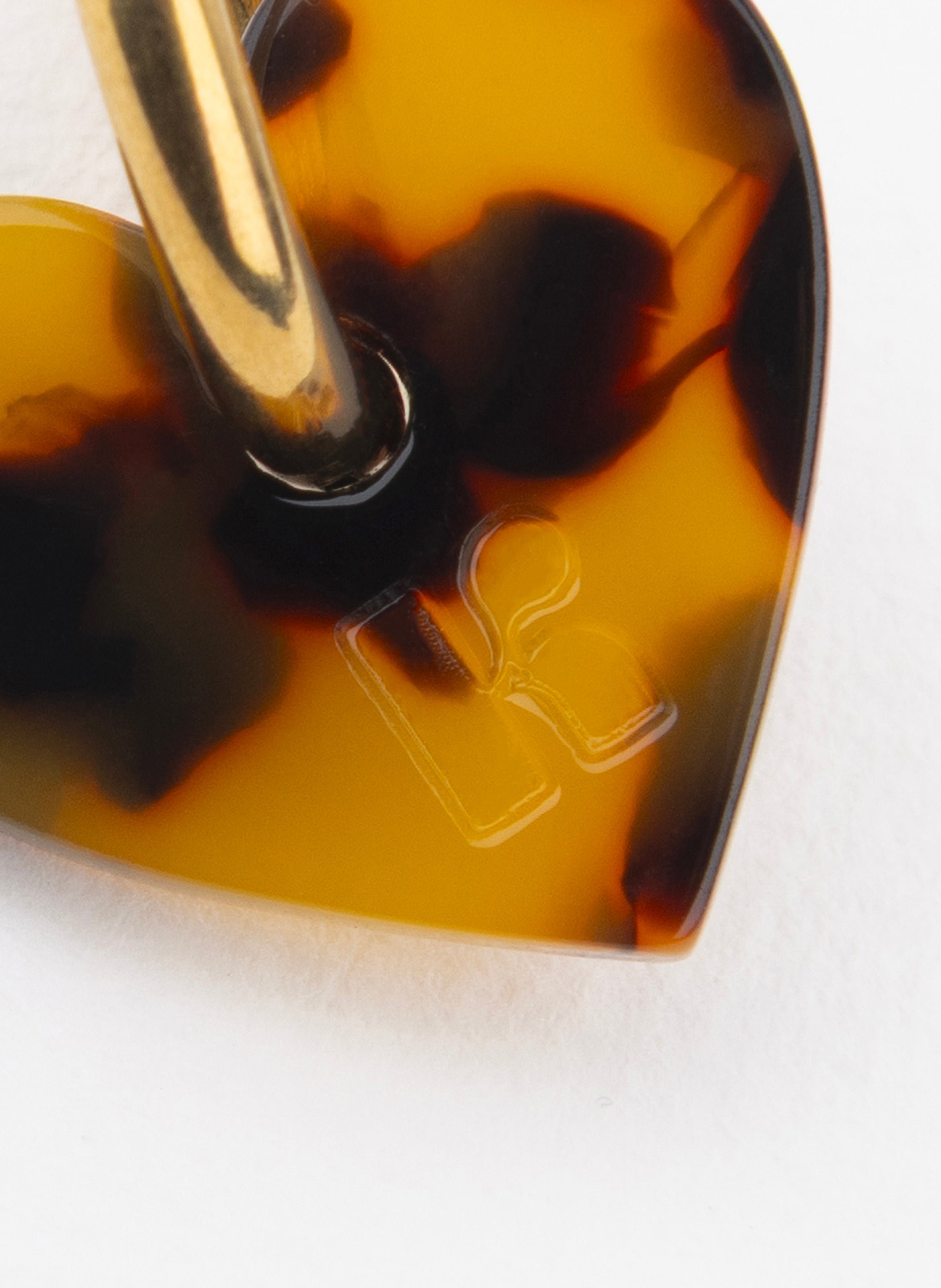 Boucles d'oreilles lova lova avec anneaux en acier inoxydable doré KURAGE GINZA Marron