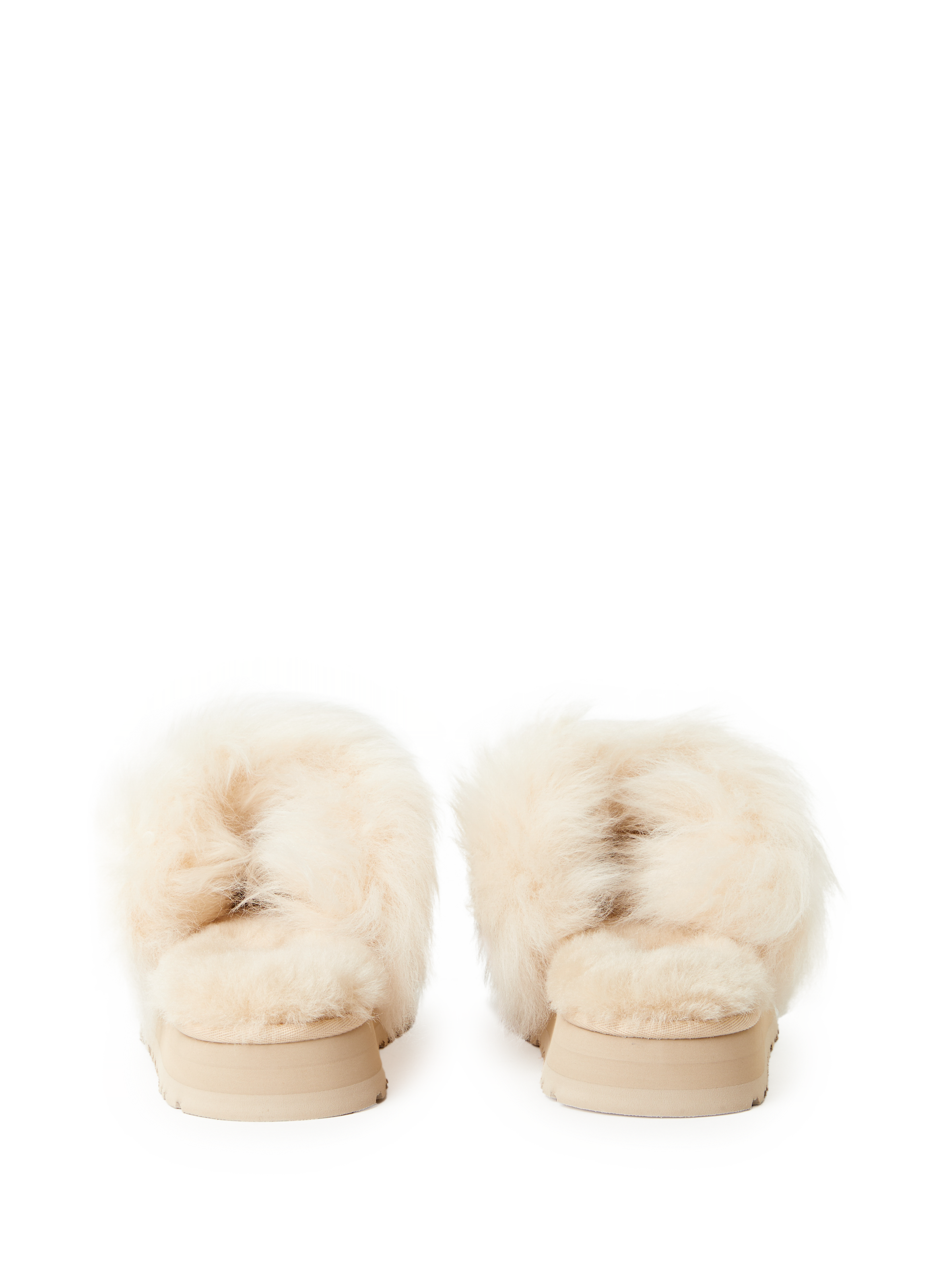 Mules à fourrure en cuir UGG Beige