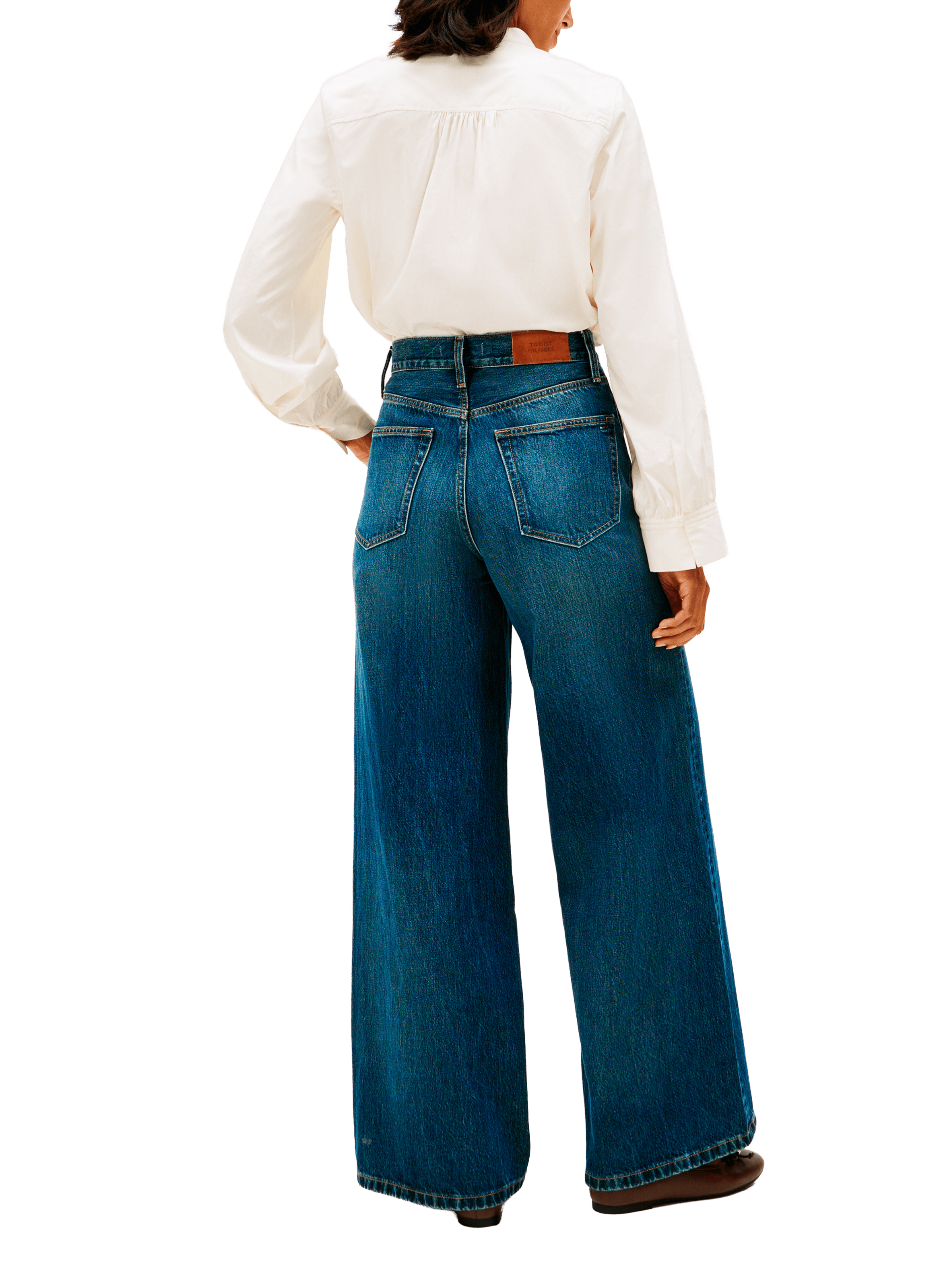 Jean ample en coton déla vé TOMMY HILFIGER Bleu