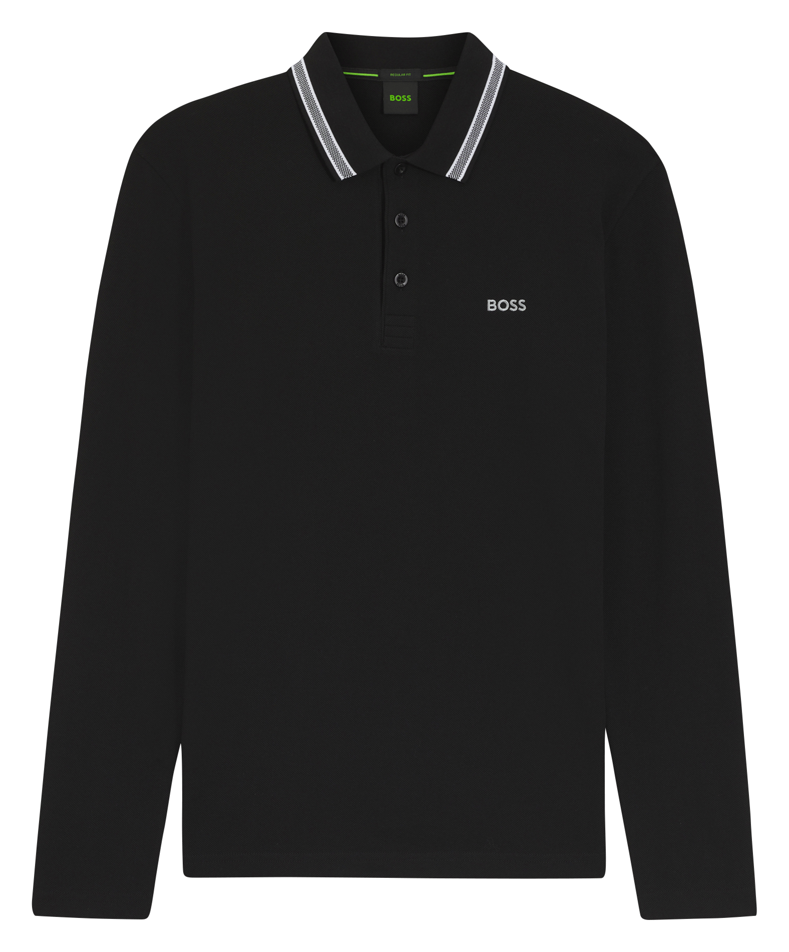 Polo manches longues en coton BOSS Noir