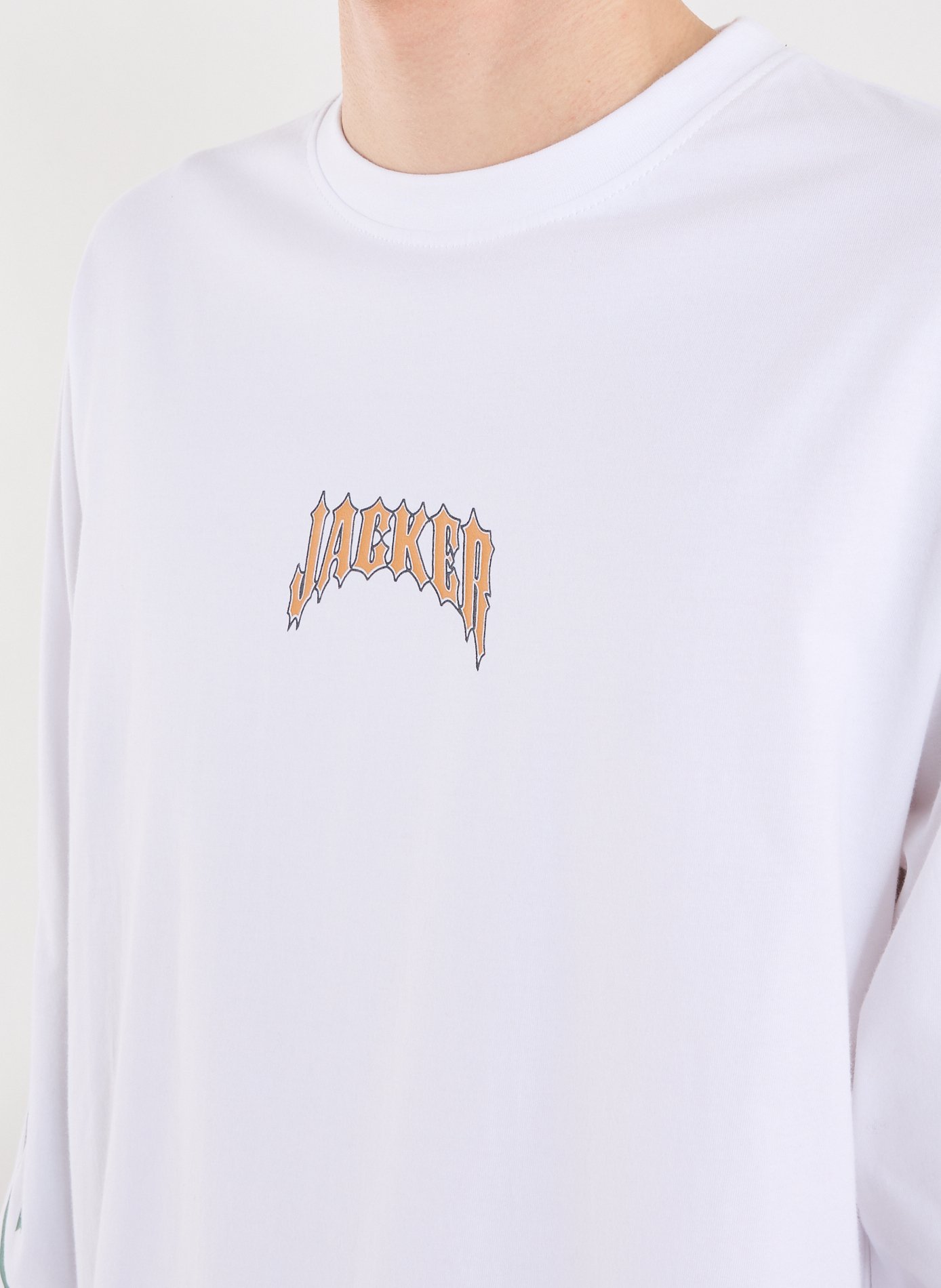 T-Shirt manches longues imprimé en coton JACKER. Blanc