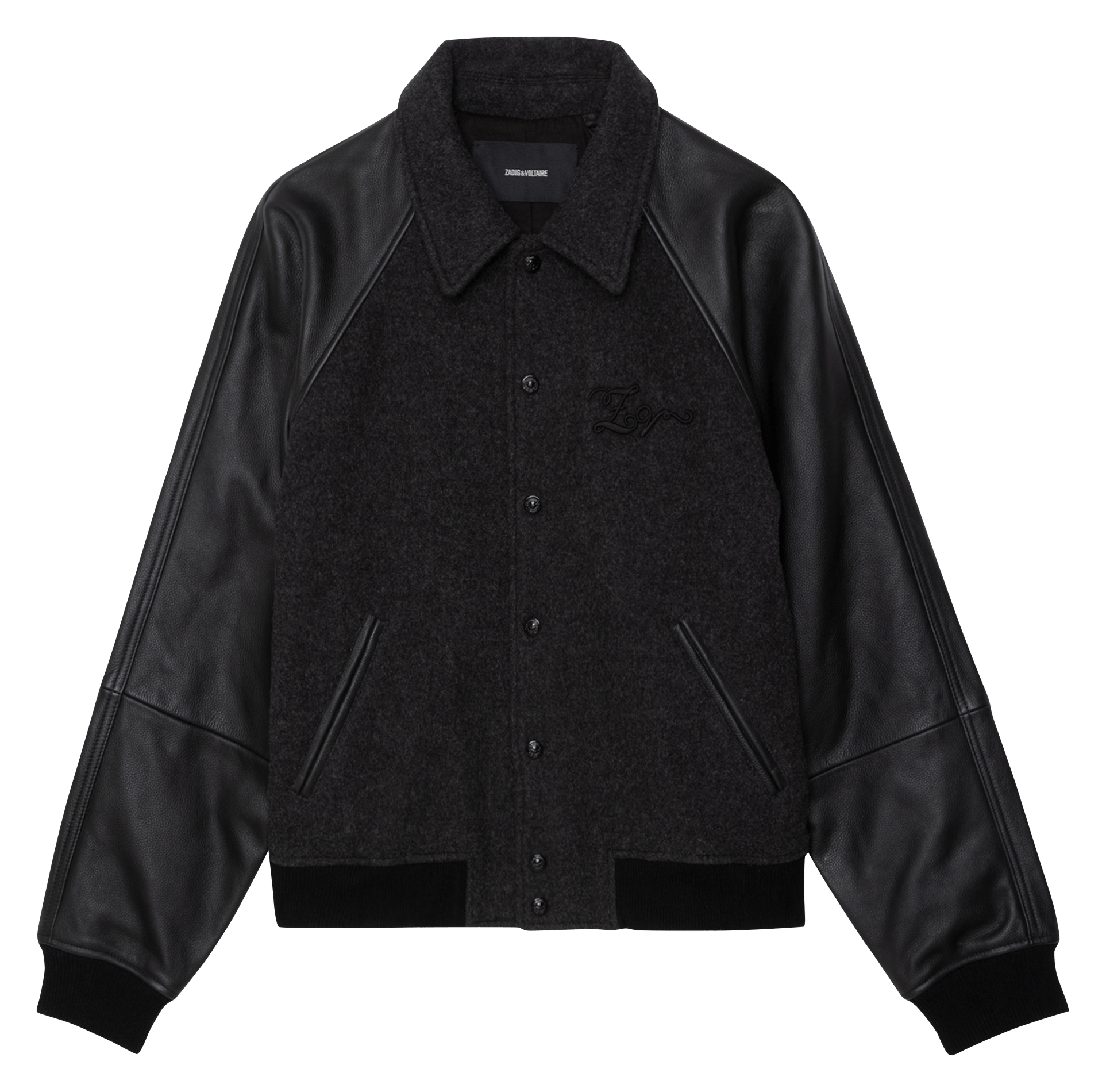 Blouson droit col classique en laine mélangée benjy ZADIG&VOLTAIRE Gris