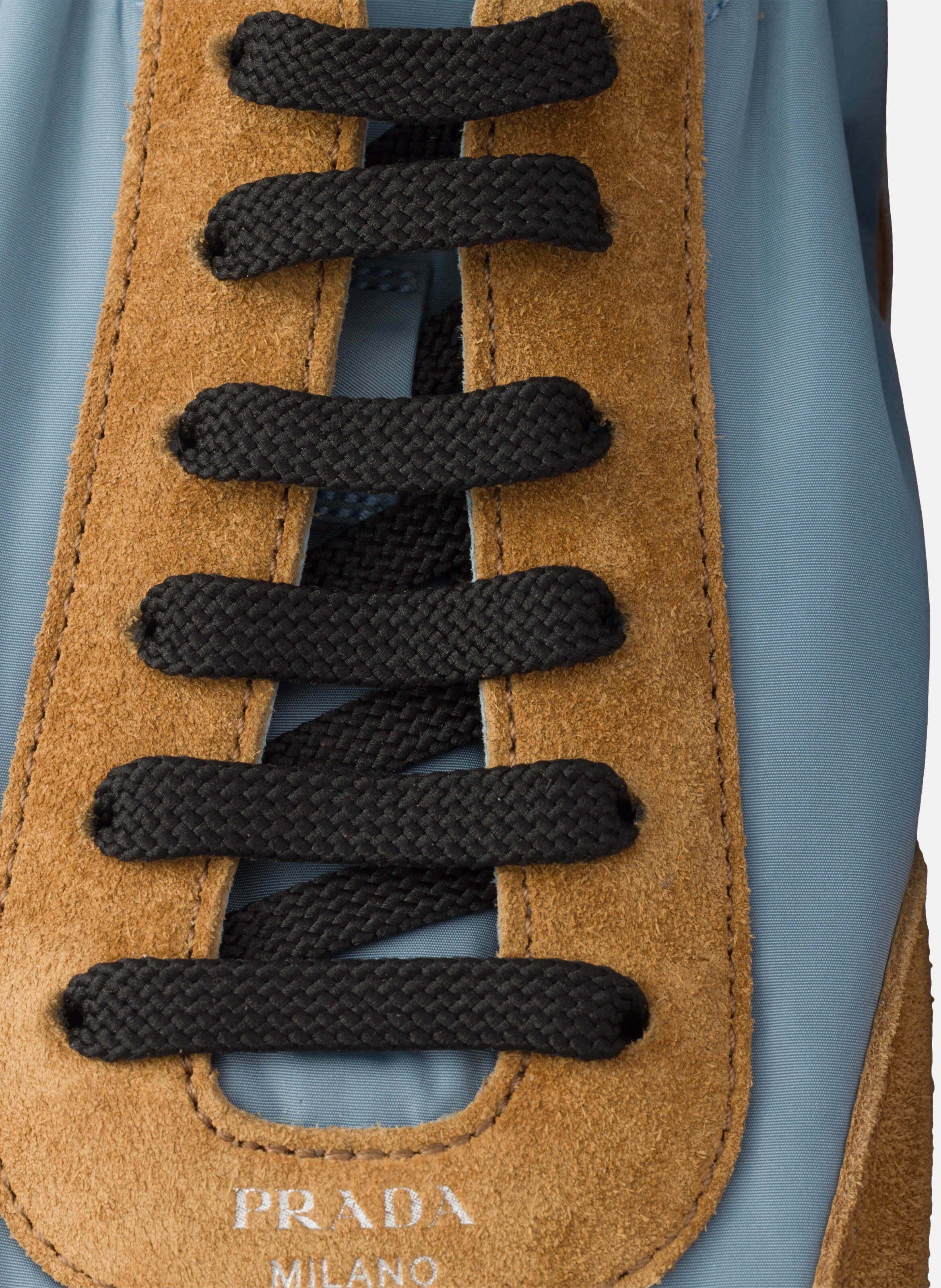 Baskets en re-nylon et en daim pliables PRADA Bleu