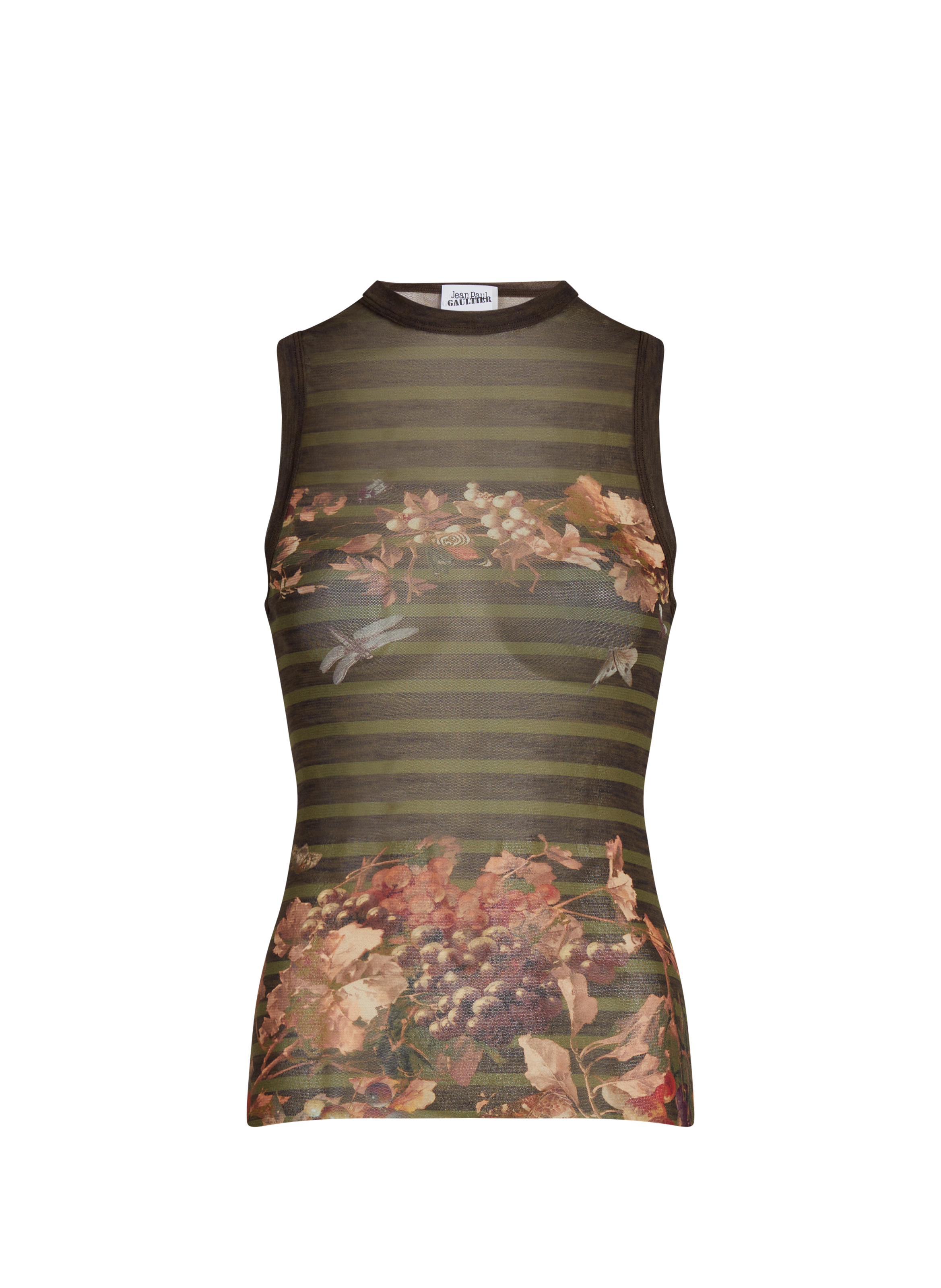 Top imprimé transparent JEAN PAUL GAULTIER Kaki