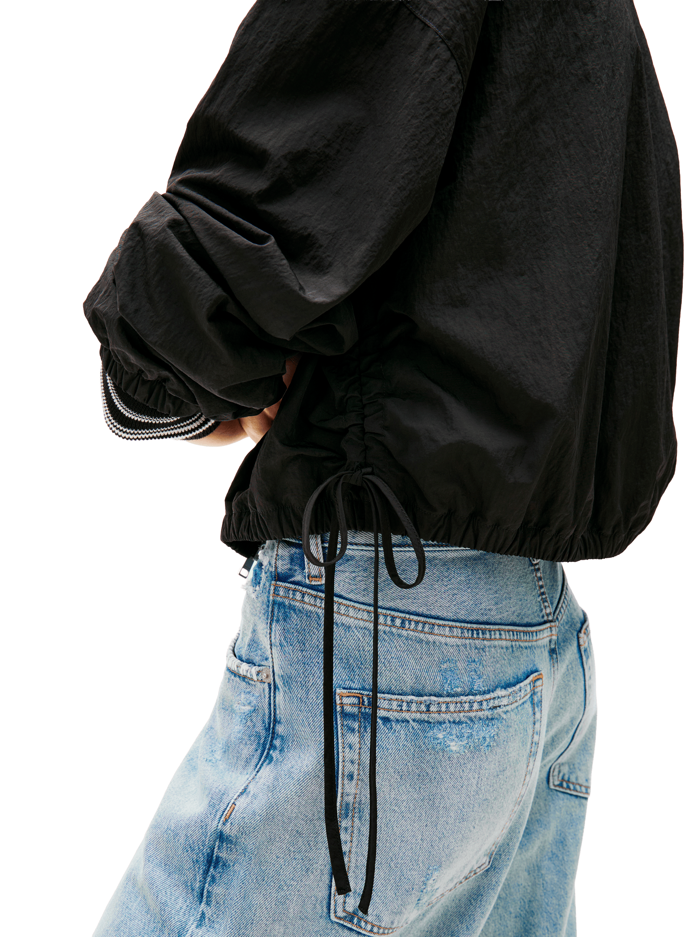 Veste courte droite zippée à liens TOMMY HILFIGER Noir