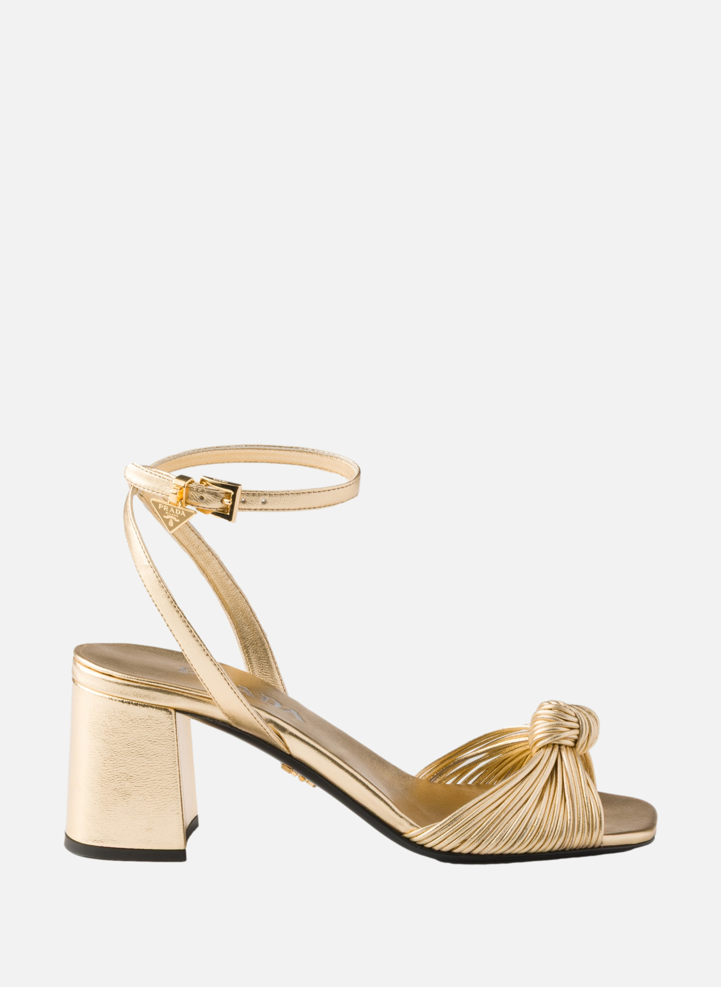 Sandales en cuir nappa mordoré PRADA Argent