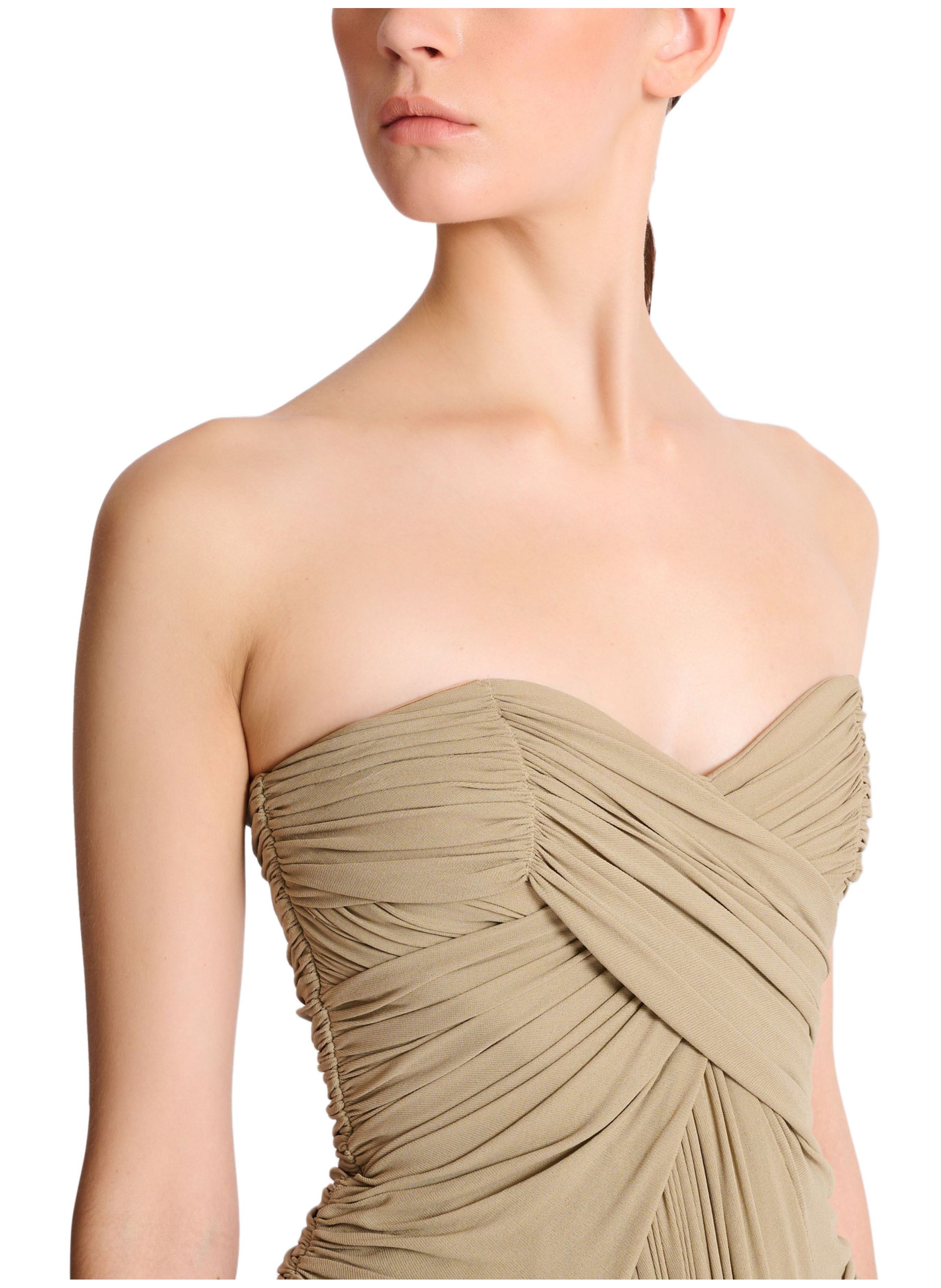 Combinaison bustier drapée BALMAIN Beige