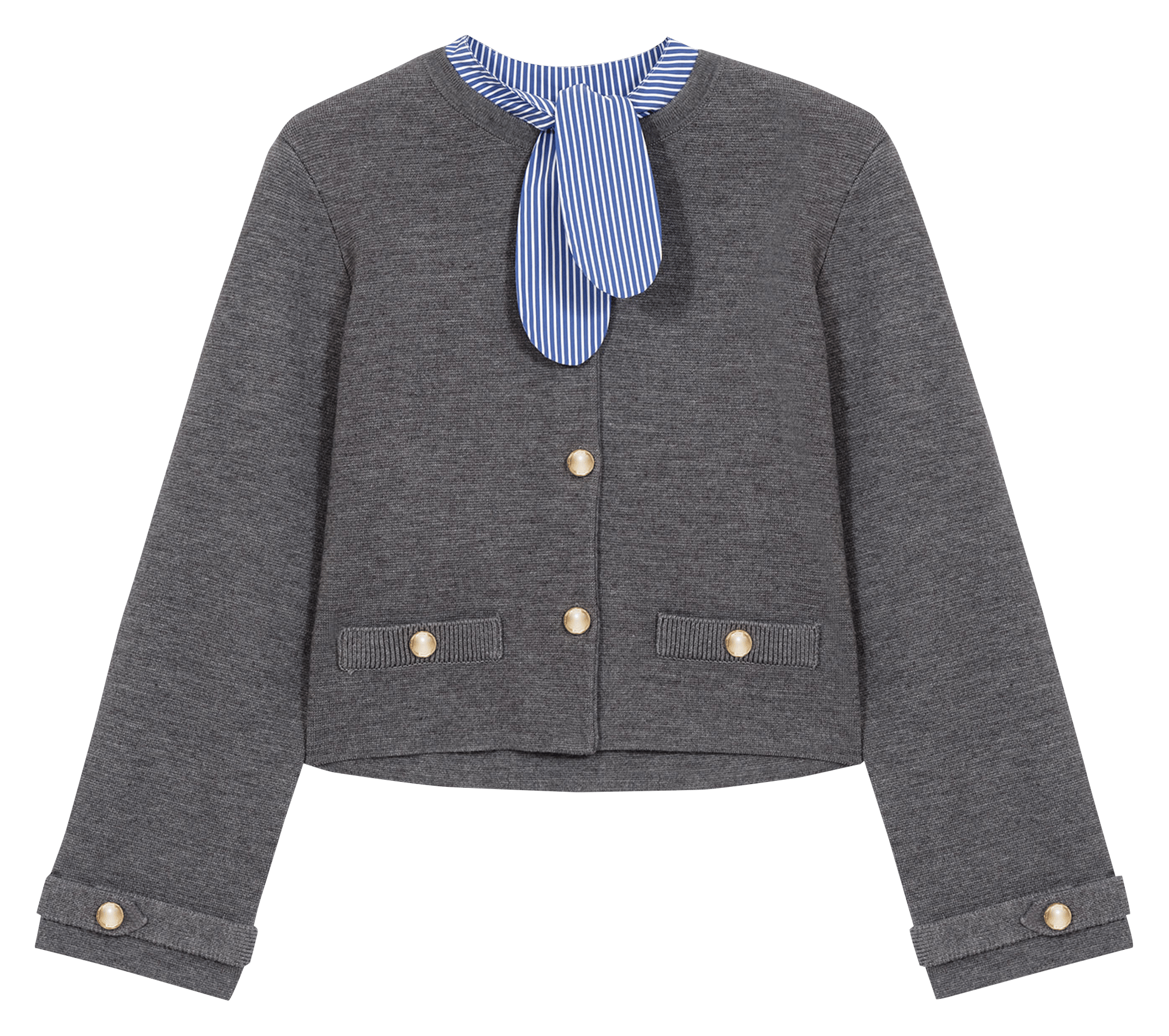 Cardigan droit col rond MAJE Gris