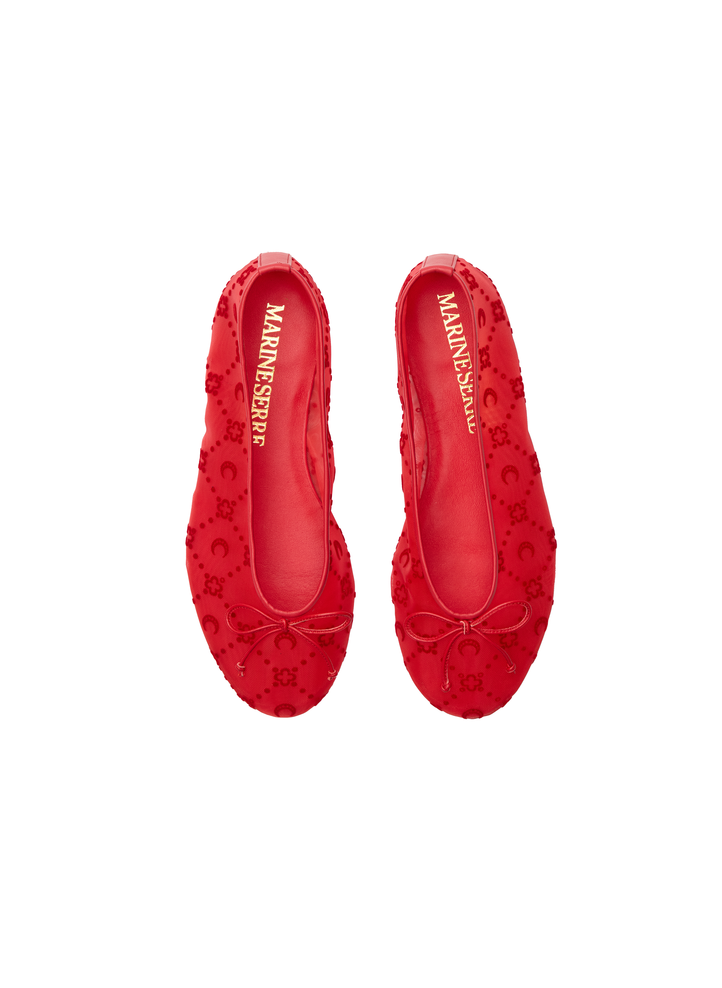 Moonogram mesh flock flats Red