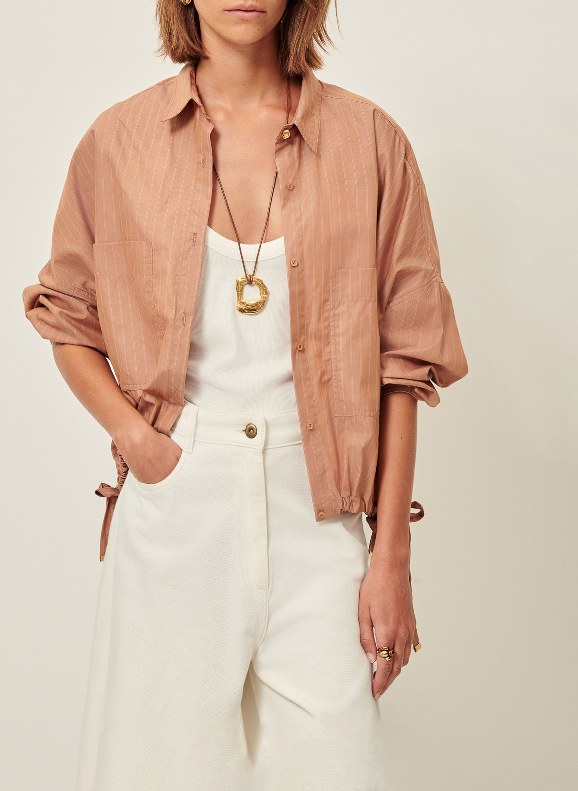 Chemise col classique en coton mélangé cazaba SESSUN Beige