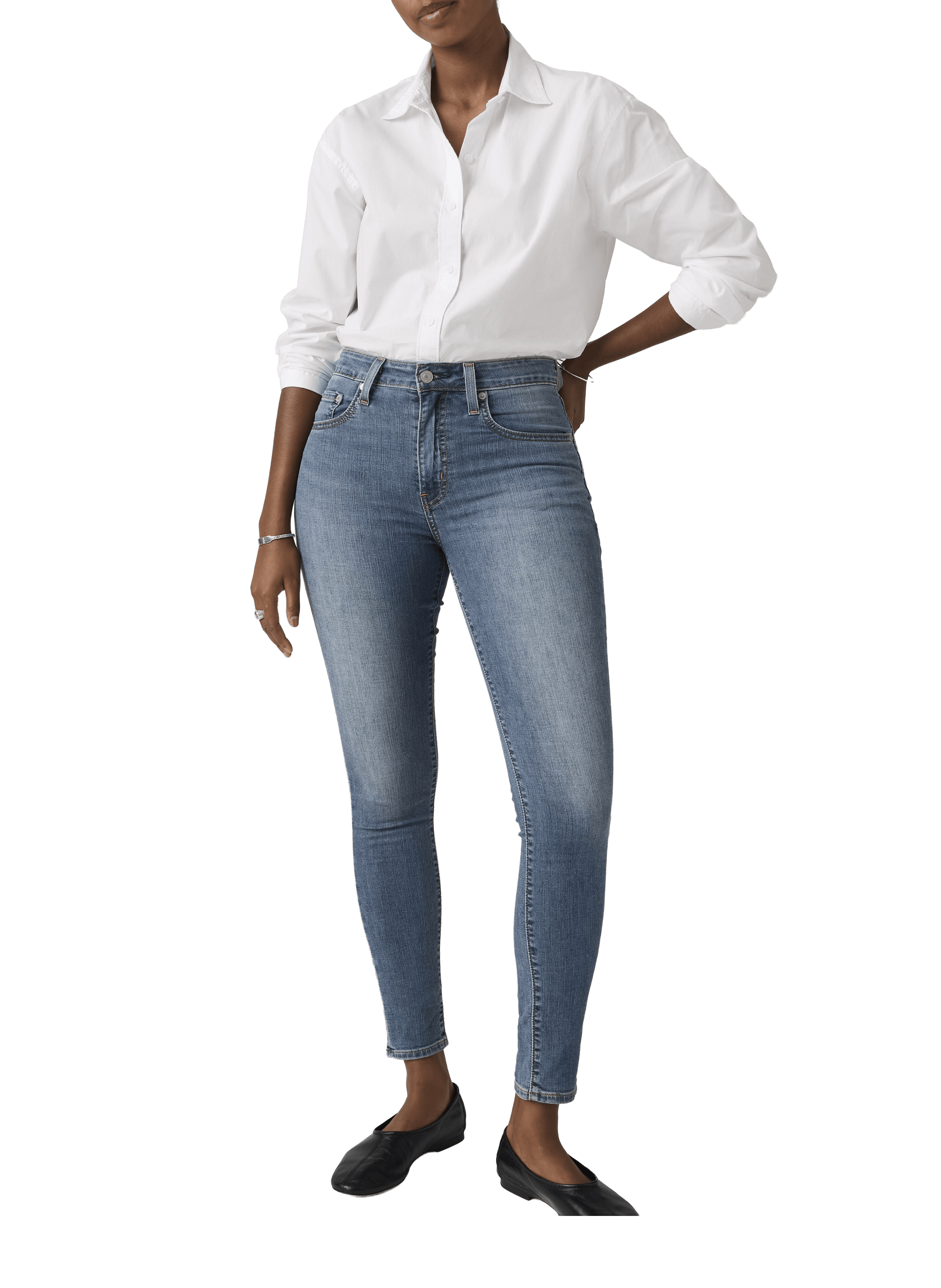 Jeans 721 high rise skinny en coton mélangé LEVI'S Bleu