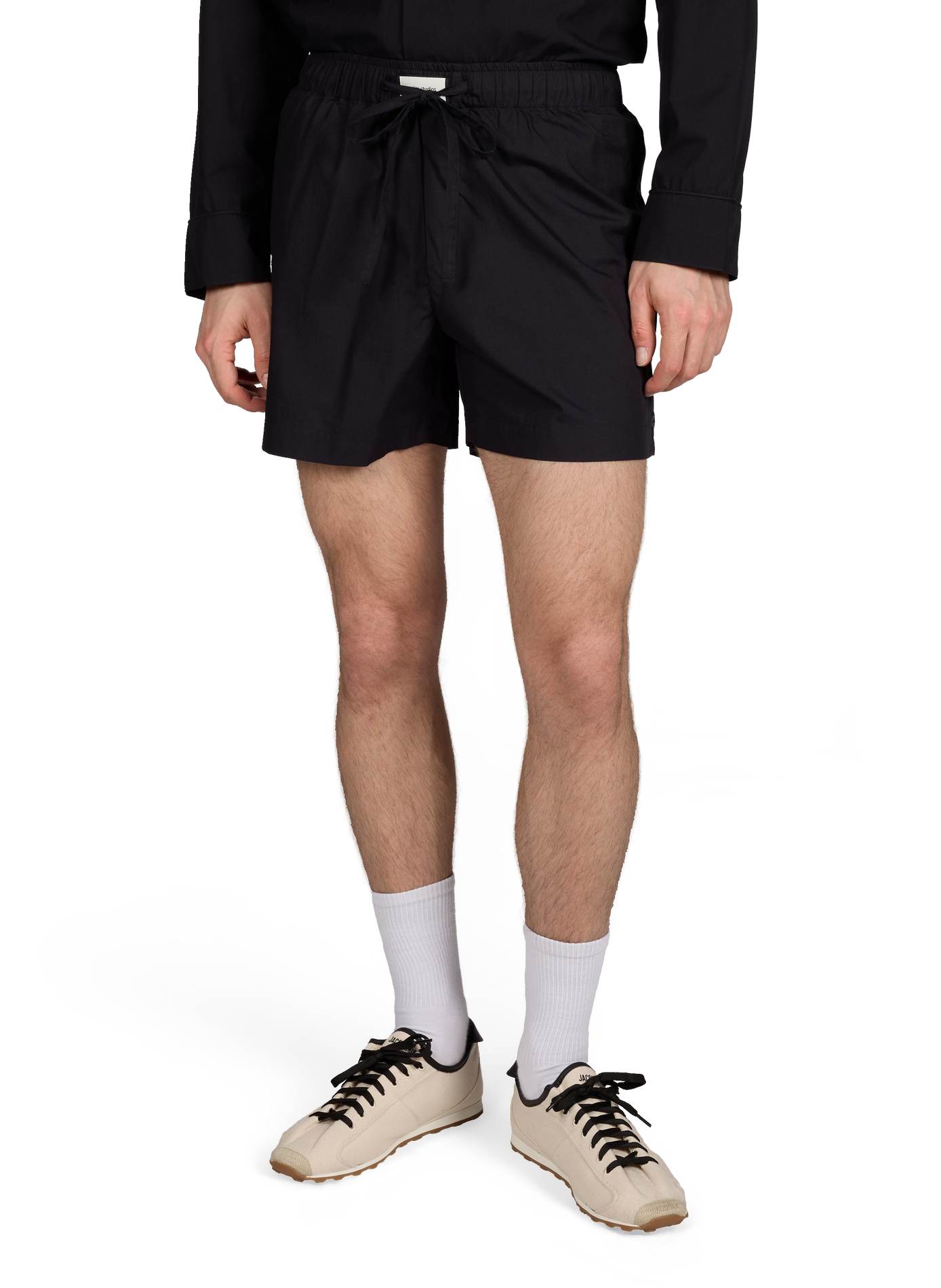 Short court à taille élastiquée en coton ENTIRE STUDIOS Noir