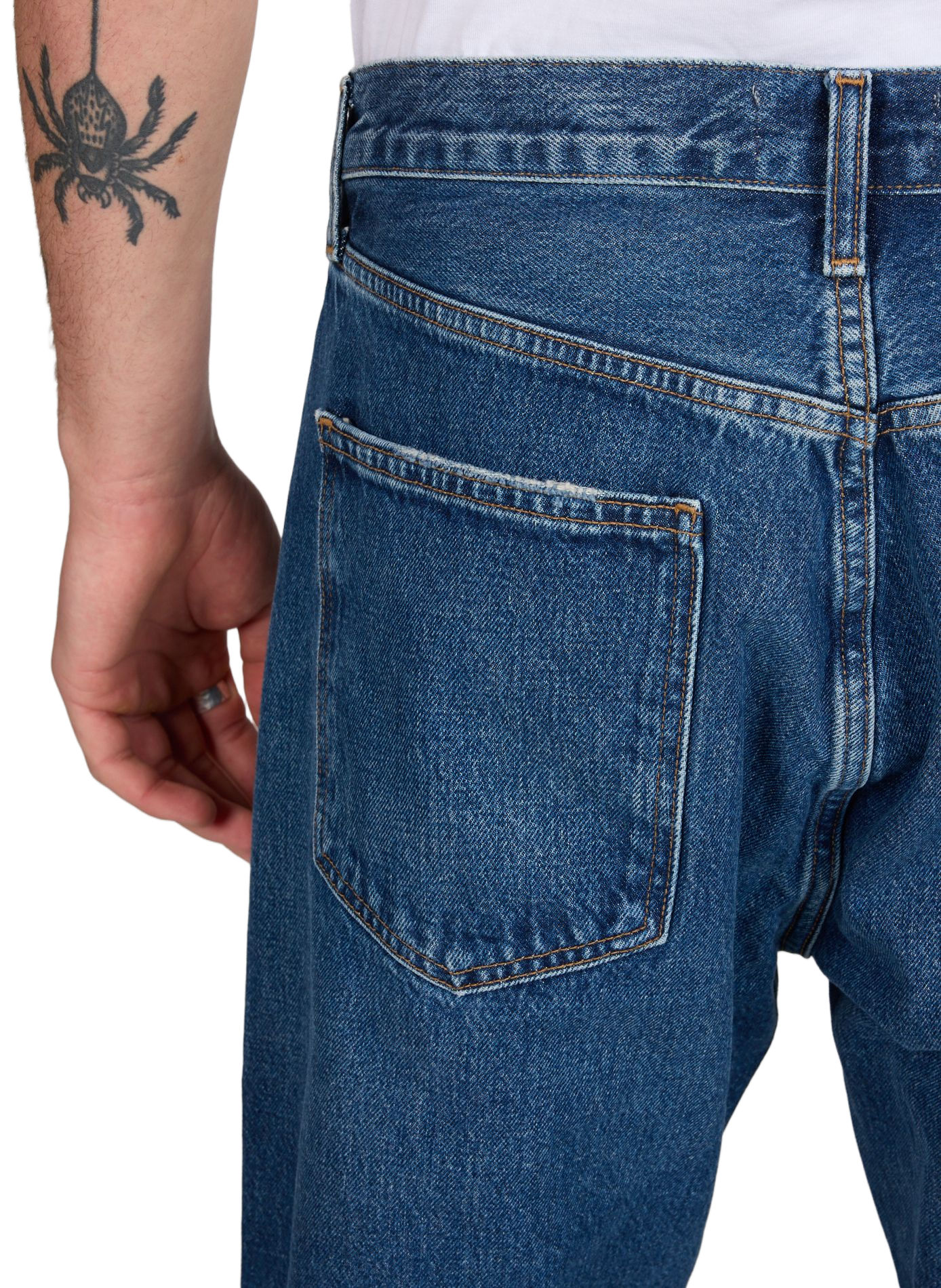 Jean droit en coton Bleu