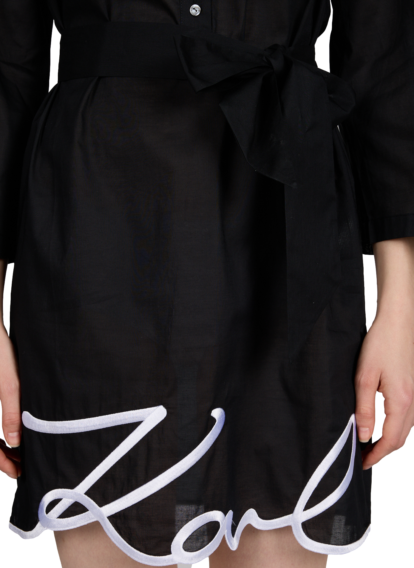 Robe courte avec ceinture en coton KARL LAGERFELD Noir