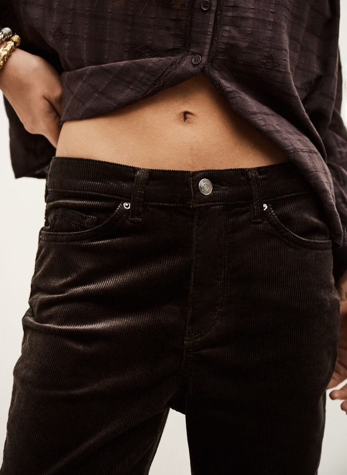 Pantalon bootcut en coton mélangé vassili BA&SH Marron