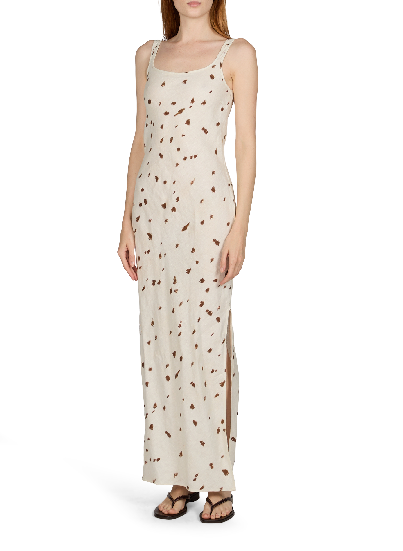 Robe imprimée sans manches en lin SAMSOE SAMSOE Blanc