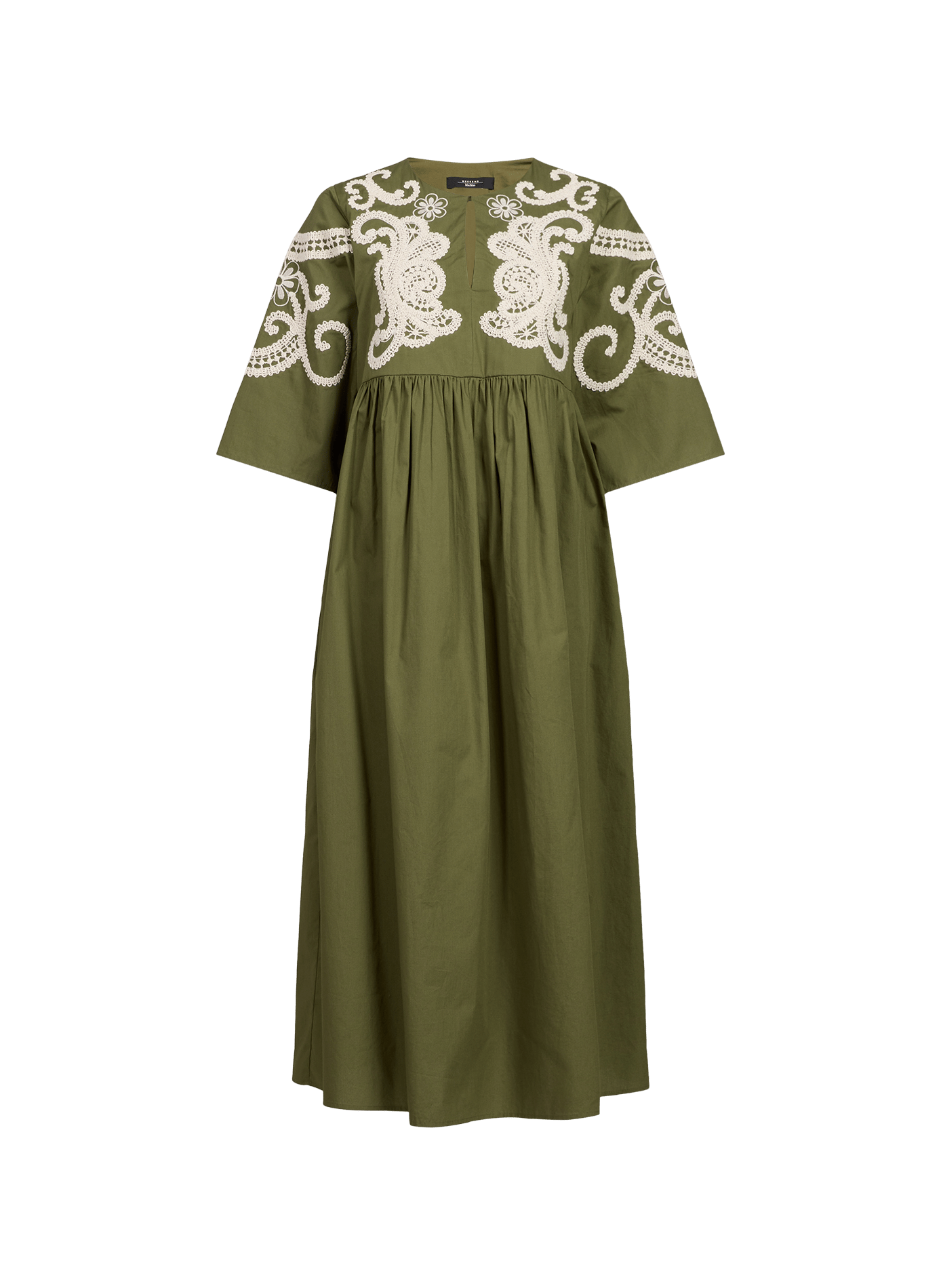 Oversized embroidered long cotton dress MAX MARA WEEK END Khaki