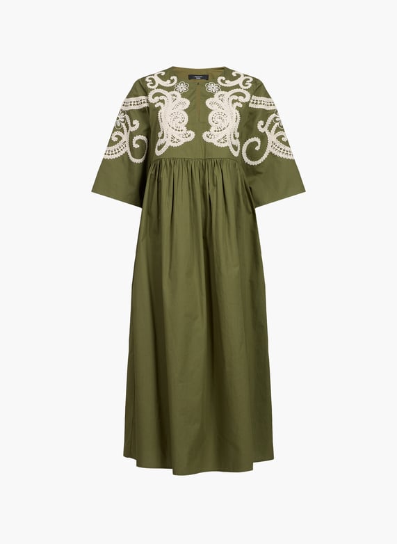 Oversized embroidered long cotton dress Khaki Max mara week end - Women | Printemps.com Oversized embroidered long cotton dress Khaki Max mara week end - Women | Printemps.com