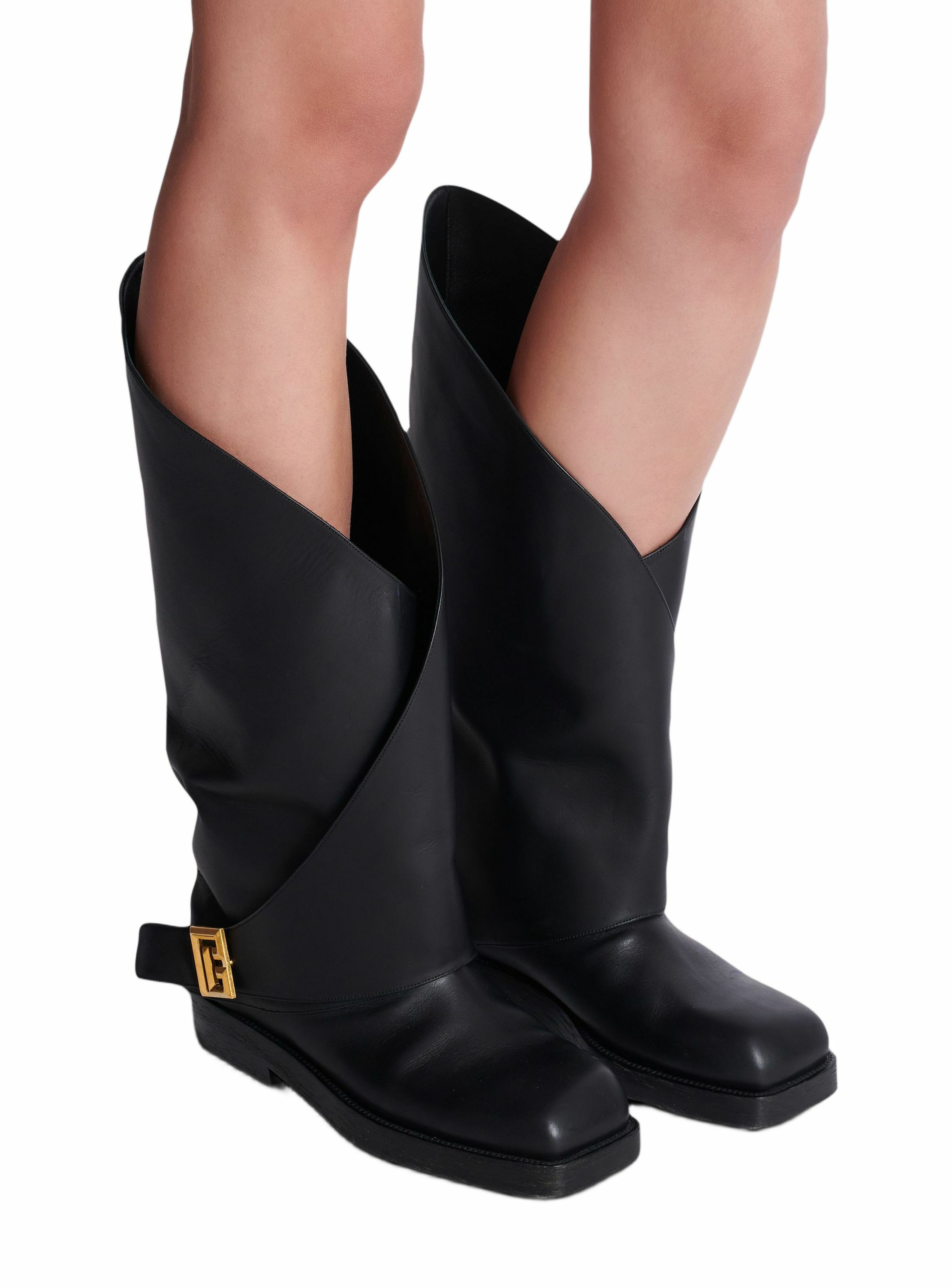 Bottes plates twist en cuir BALMAIN Noir