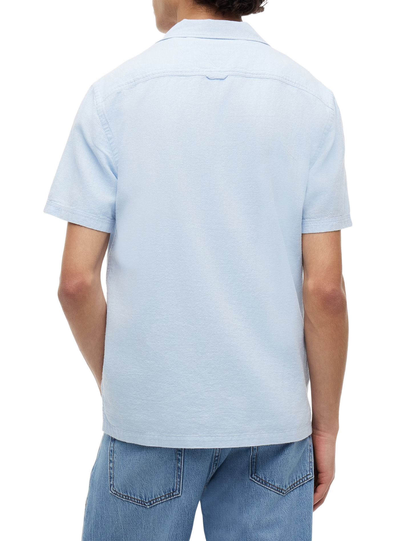 Short-sleeved linen and cotton polo TOMMY HILFIGER Blue