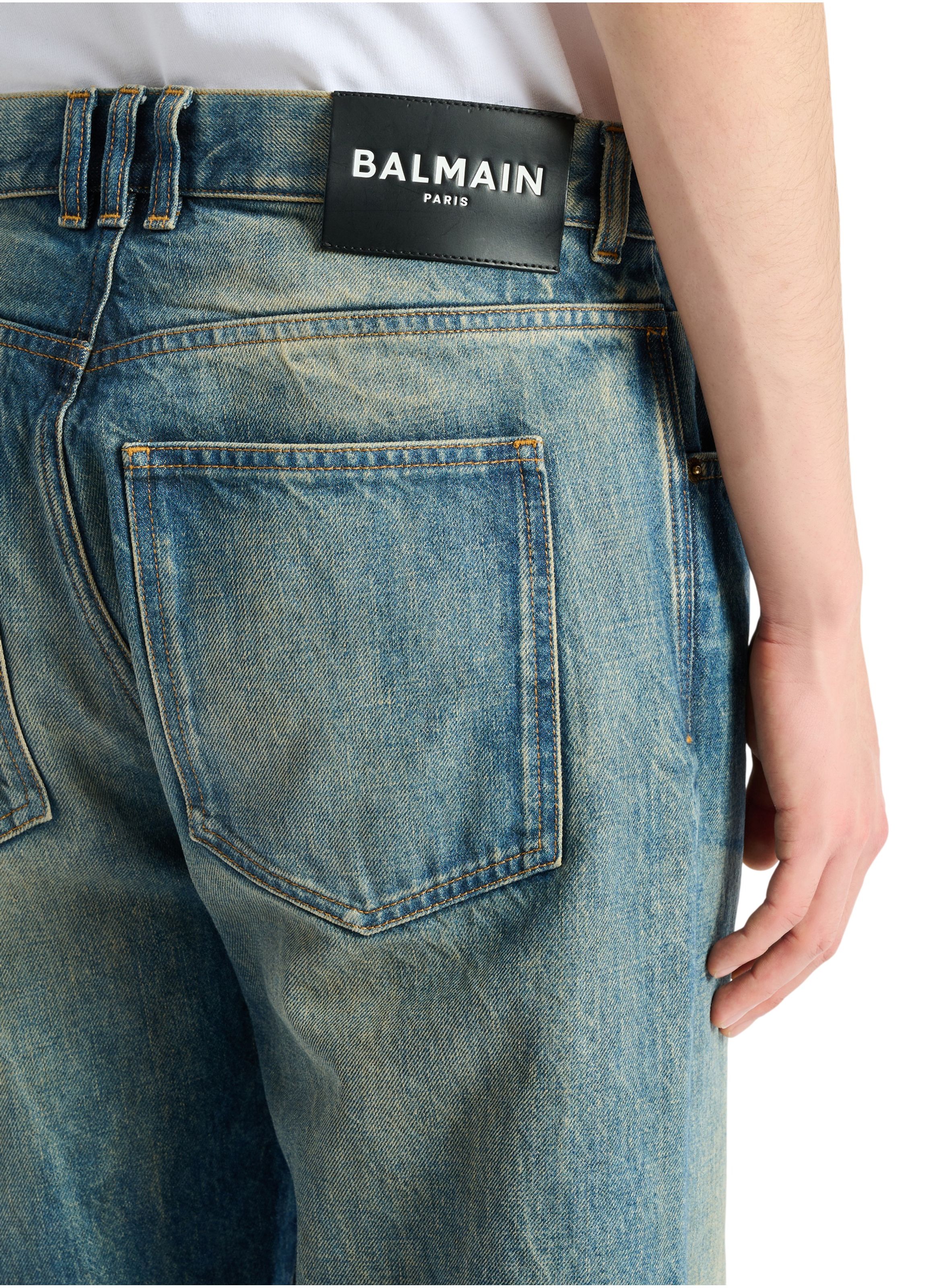 Jean loose en denim délavé vintage blue BALMAIN Bleu