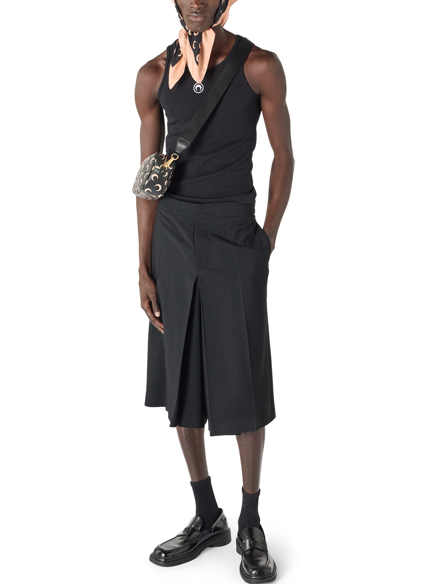 Bermuda tailleur en sergé de laine à plis | Noir MARINE SERRE Homme