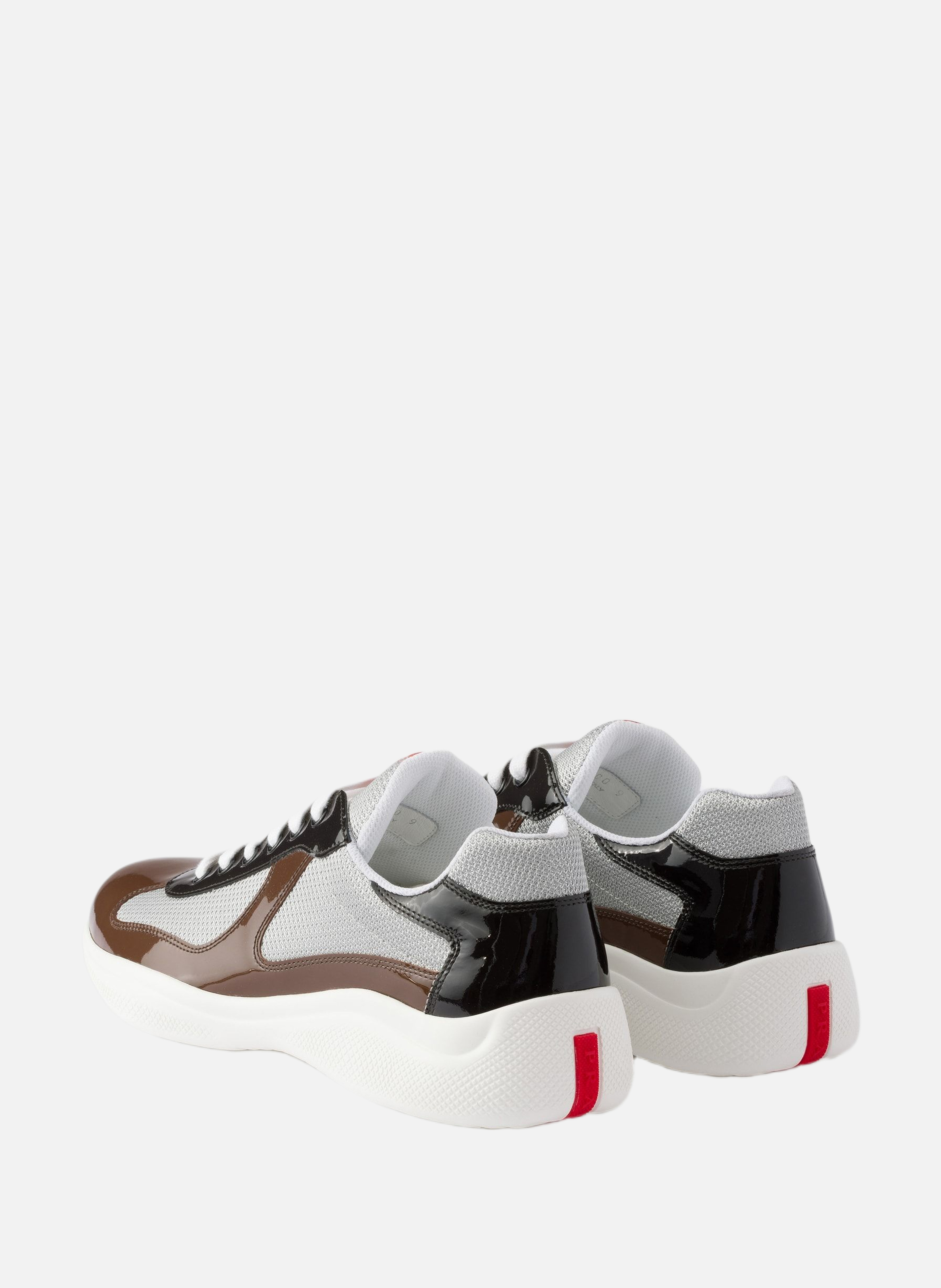 Sneakers prada america’s cup en cuir verni et tiss PRADA Marron