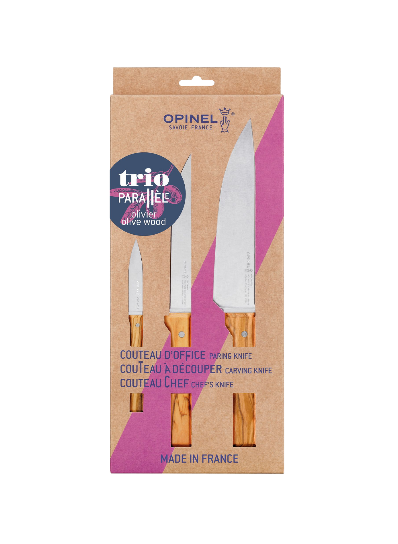 Trio set of 3 knives OPINEL Brown