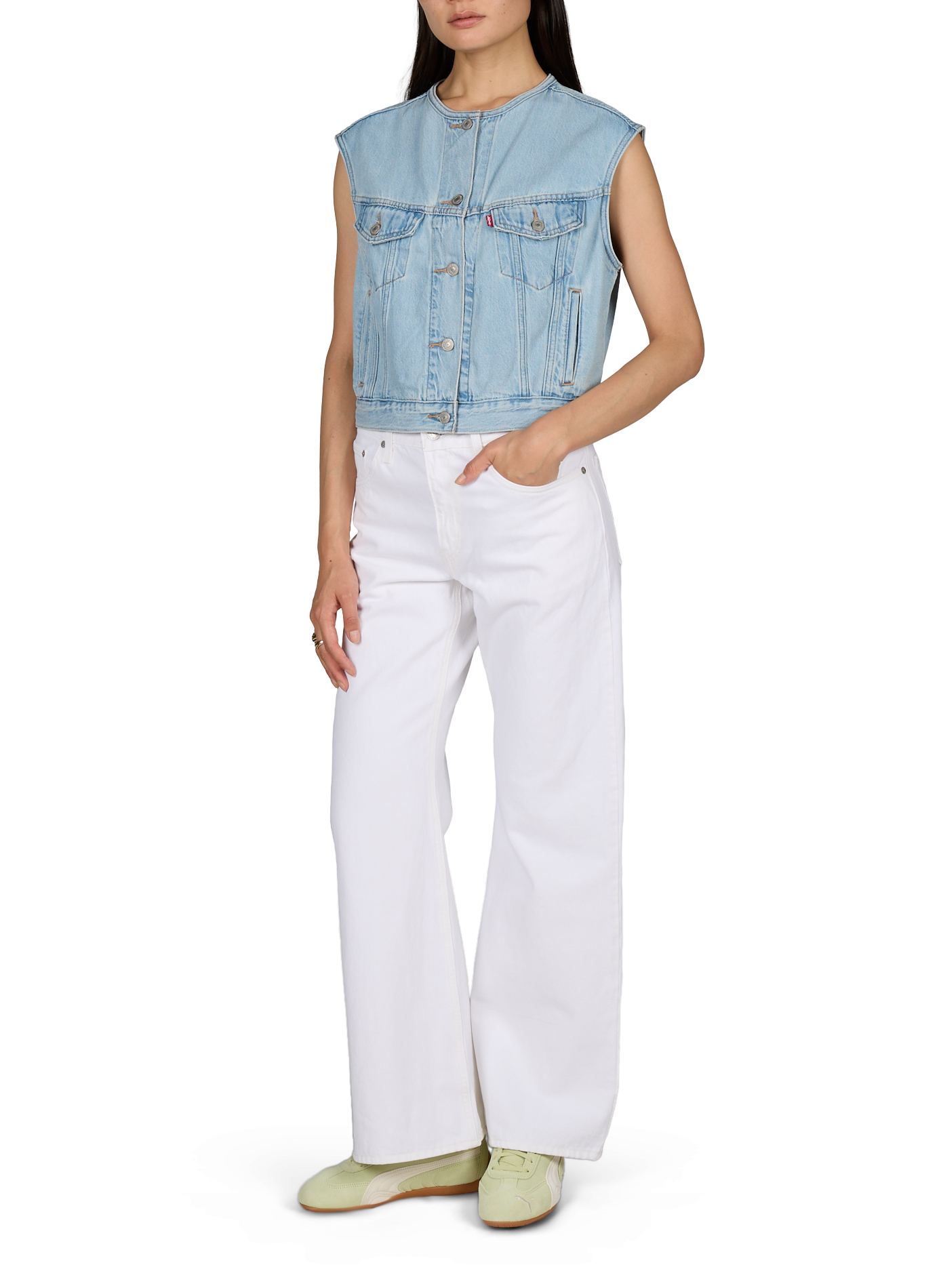 Ärmellose Weste aus gemischter Baumwolldenim LEVI'S Blau