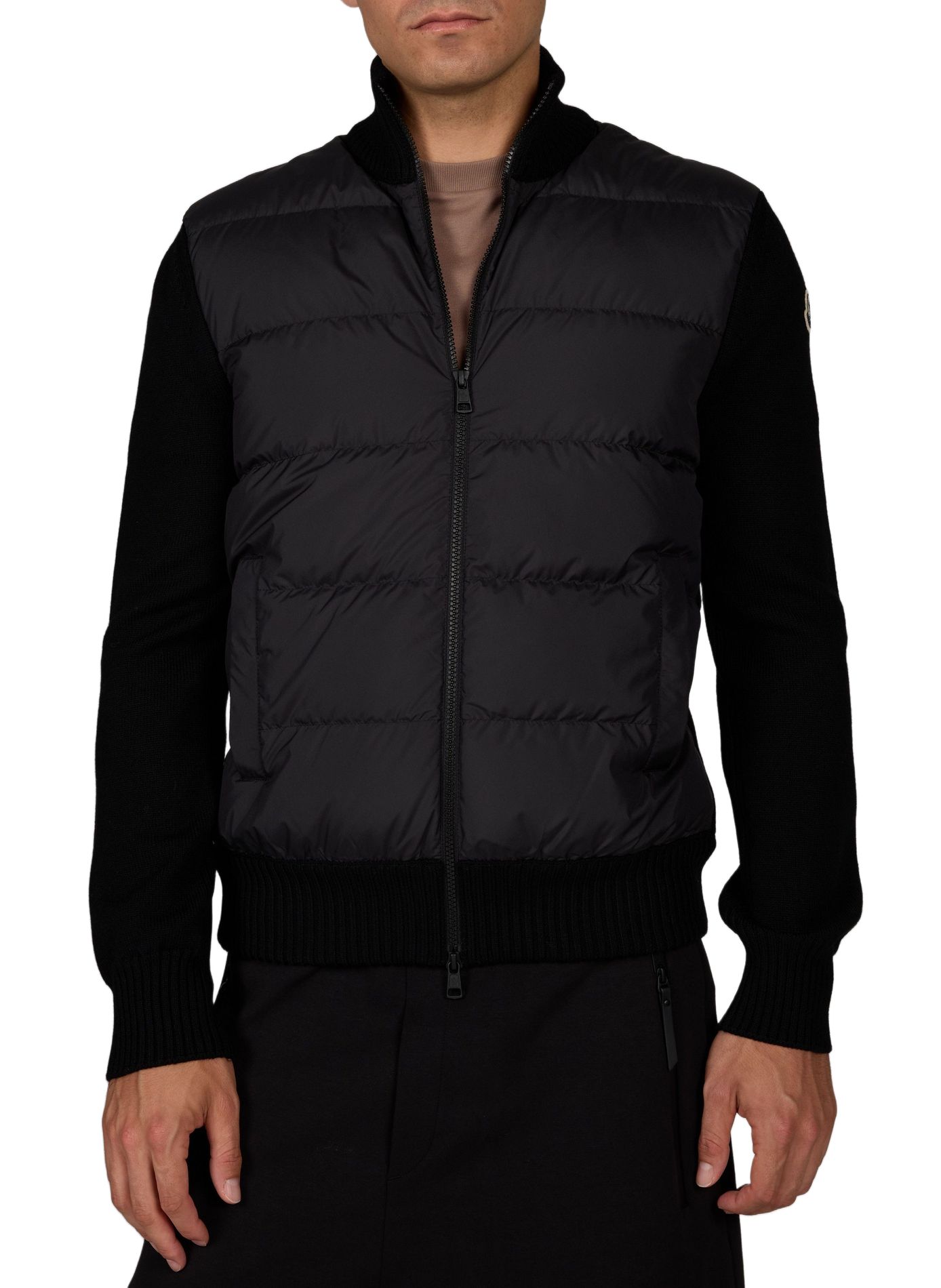 Jas met dubbel materiaal en opstaande kraag MONCLER Zwart