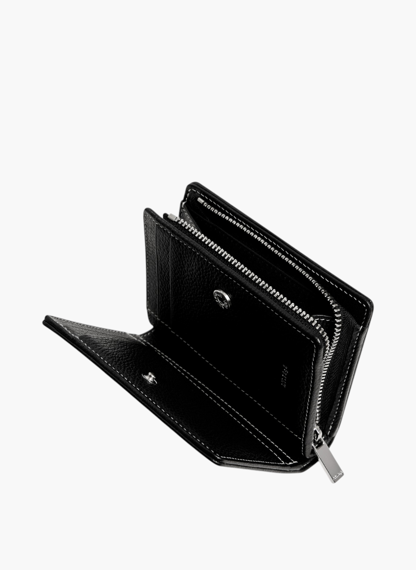 Petit portefeuille marguerite en cuir grainé LE TANNEUR Noir