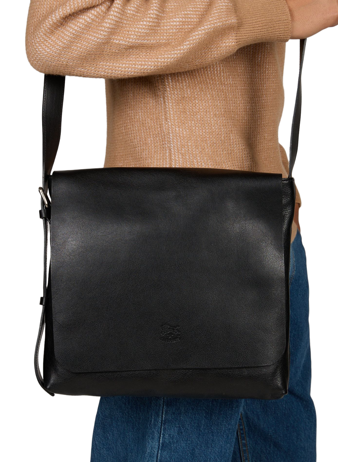 Cowhide leather shoulder bag IL BISONTE Black