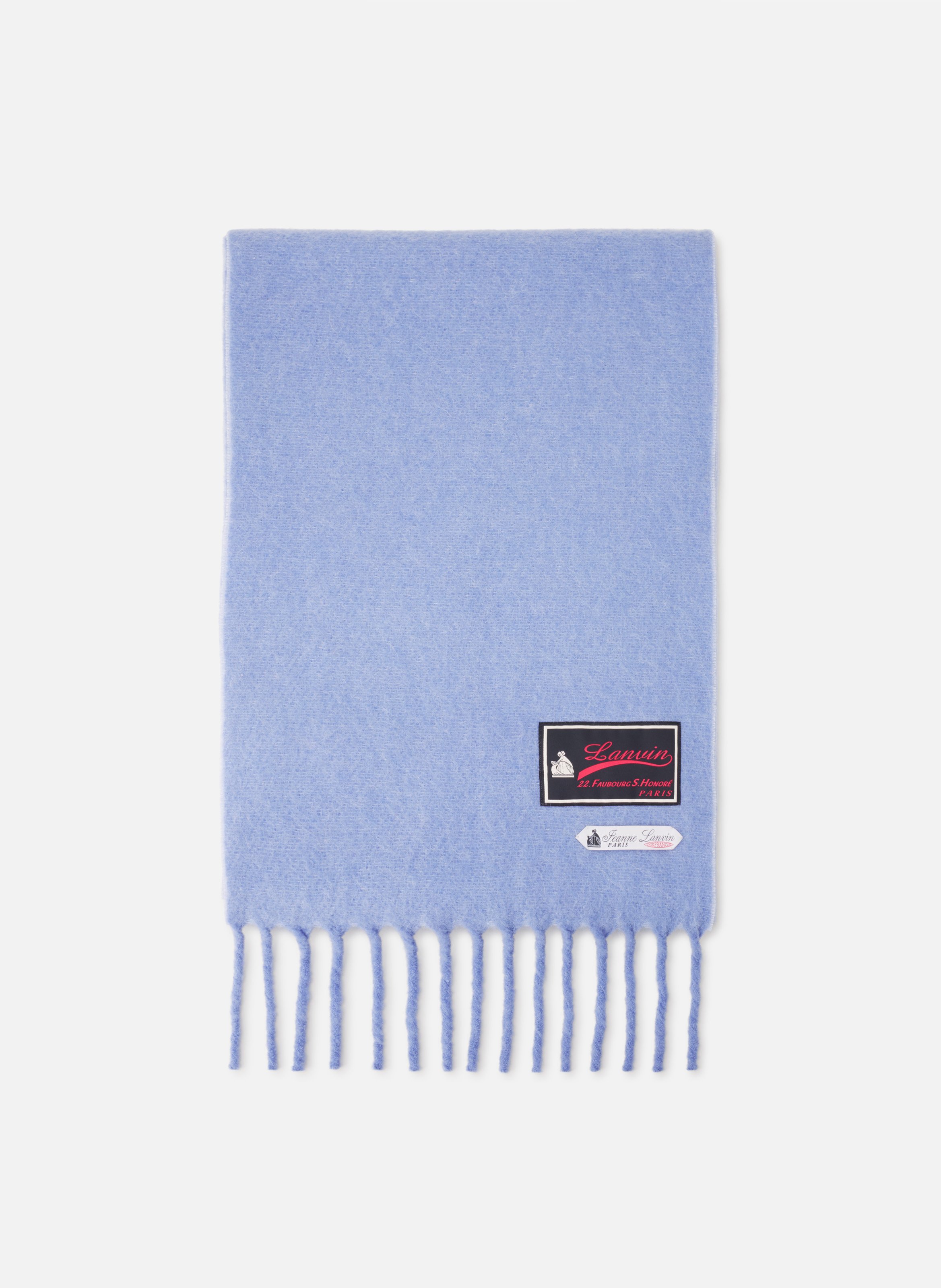 Écharpe à franges étiquette 22 faubourg en laine LANVIN Bleu