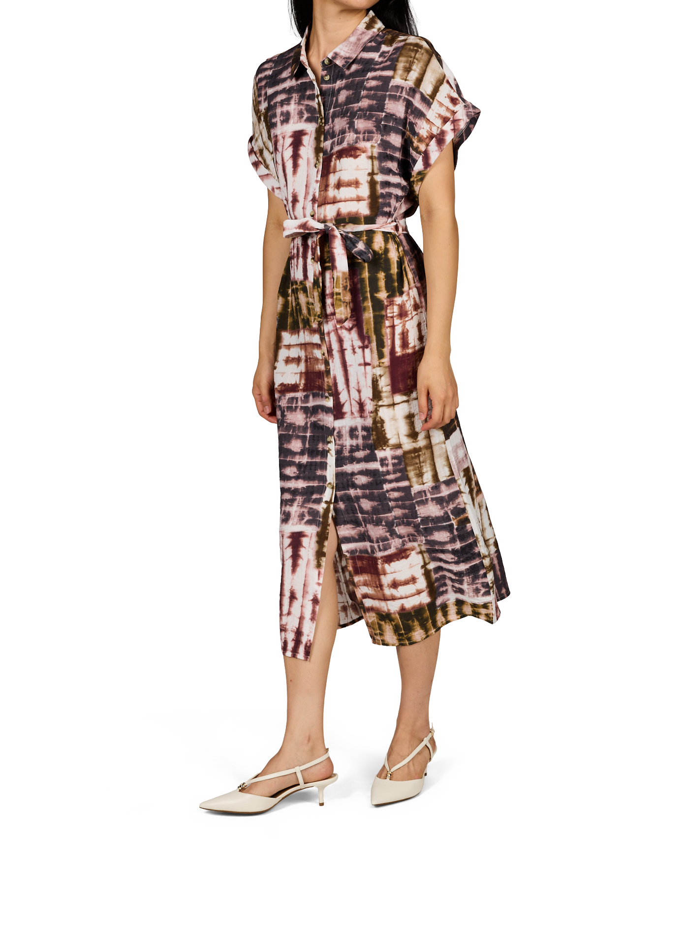 Langes bedrucktes langes Kleid VILA Beige