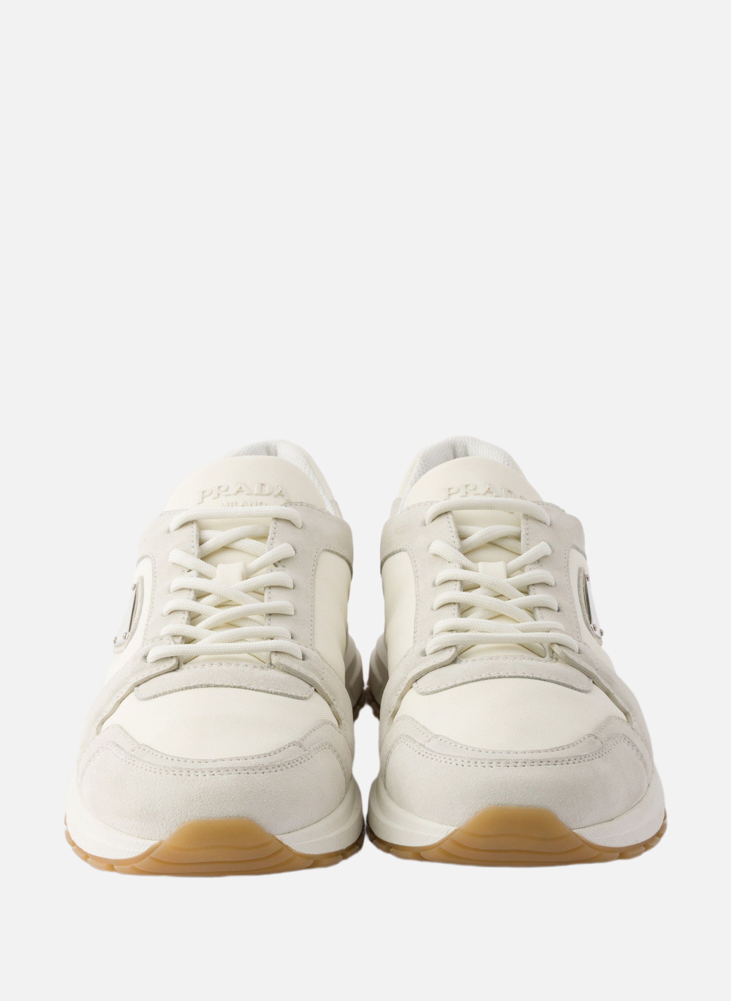 Sneakers prax en daim et re-nylon PRADA Beige