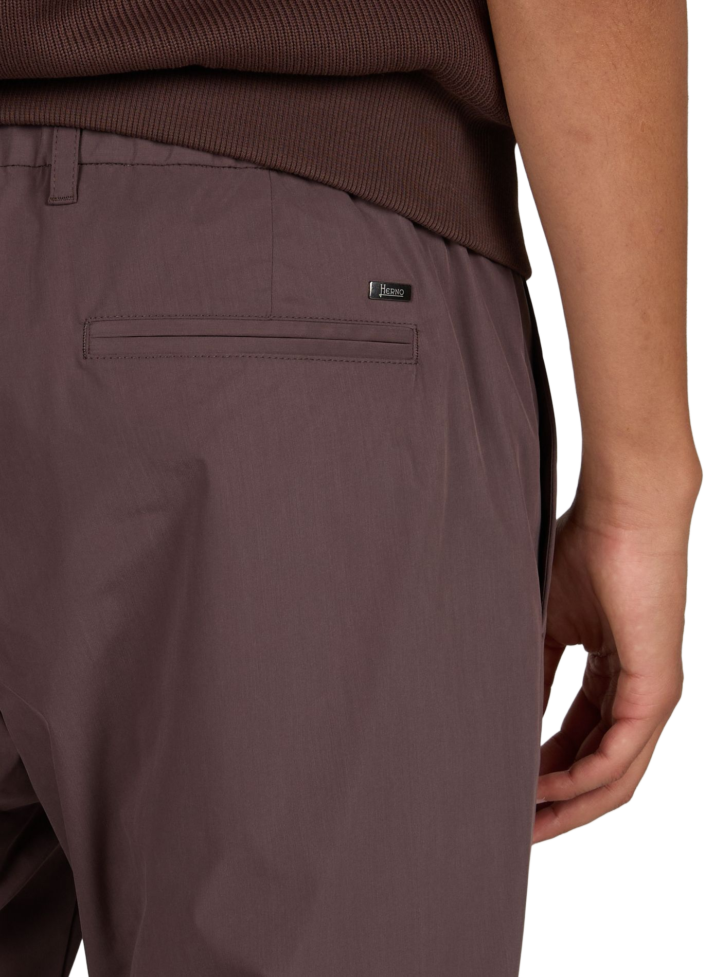 Straight pants with pleats and elastic waistband HERNO Brown