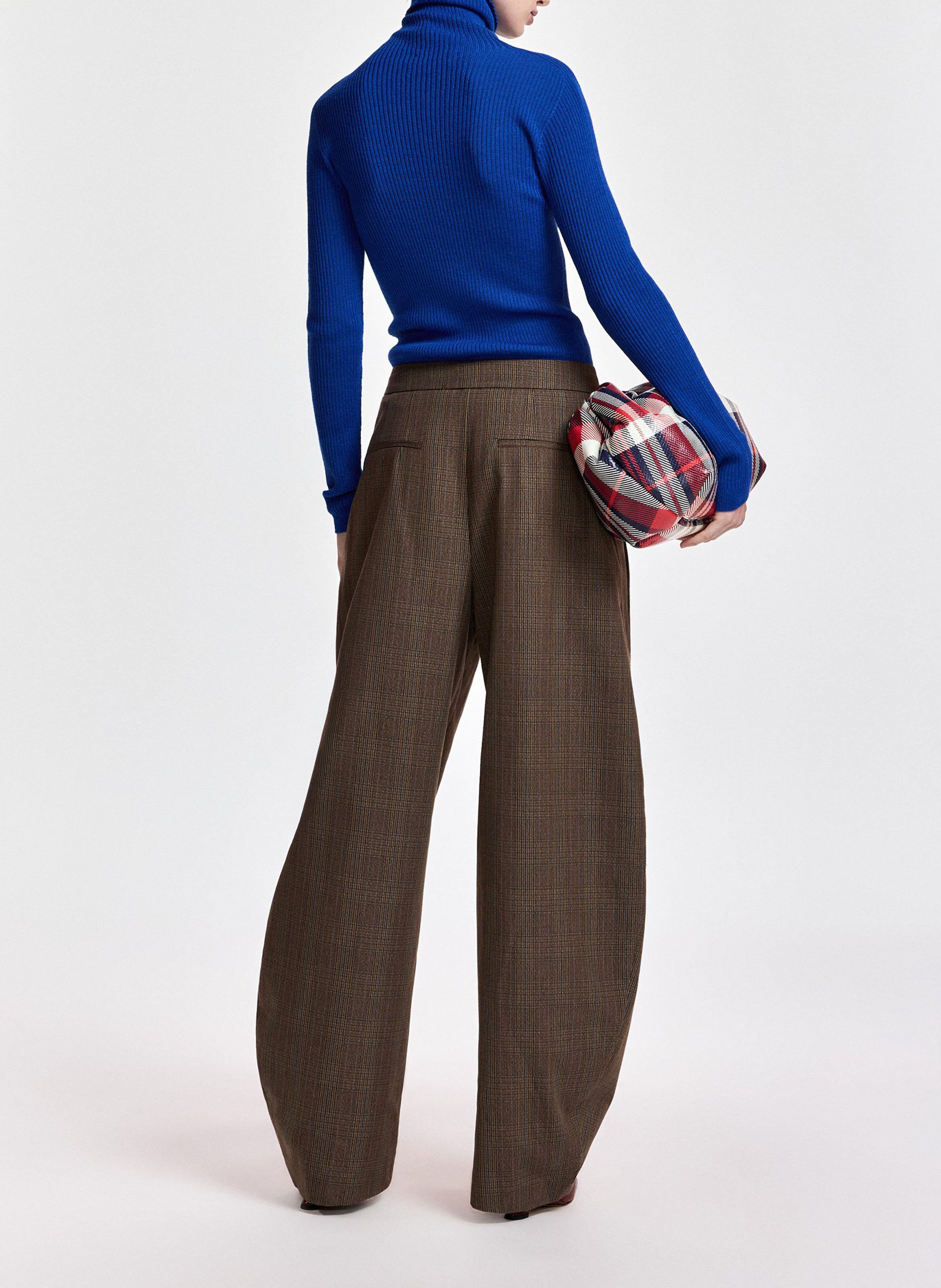 Pantalon barrel à carreaux karol2 ESSENTIEL ANTWERP Marron