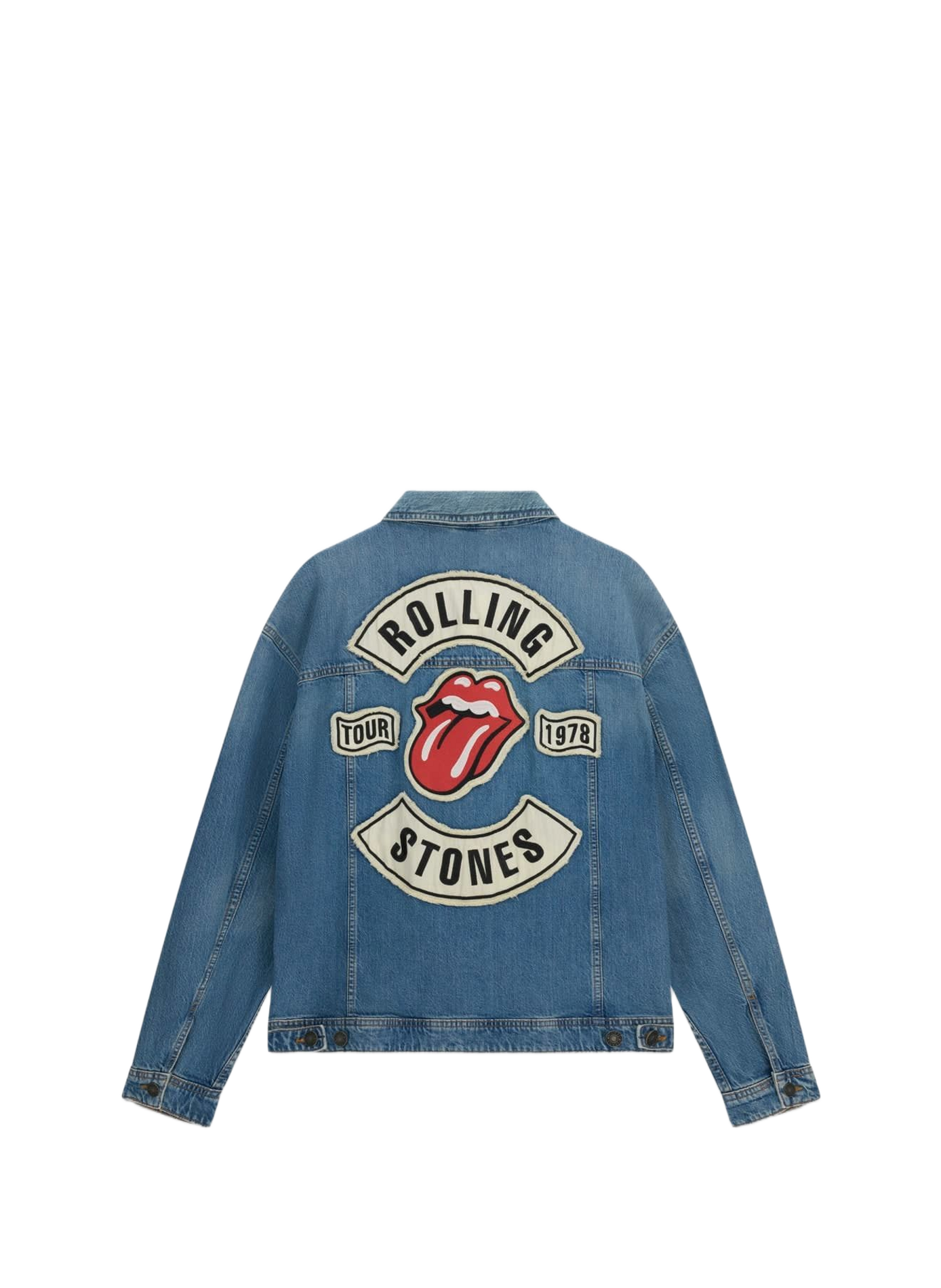 Embroidered denim jacket in cotton blend GUESS Blue